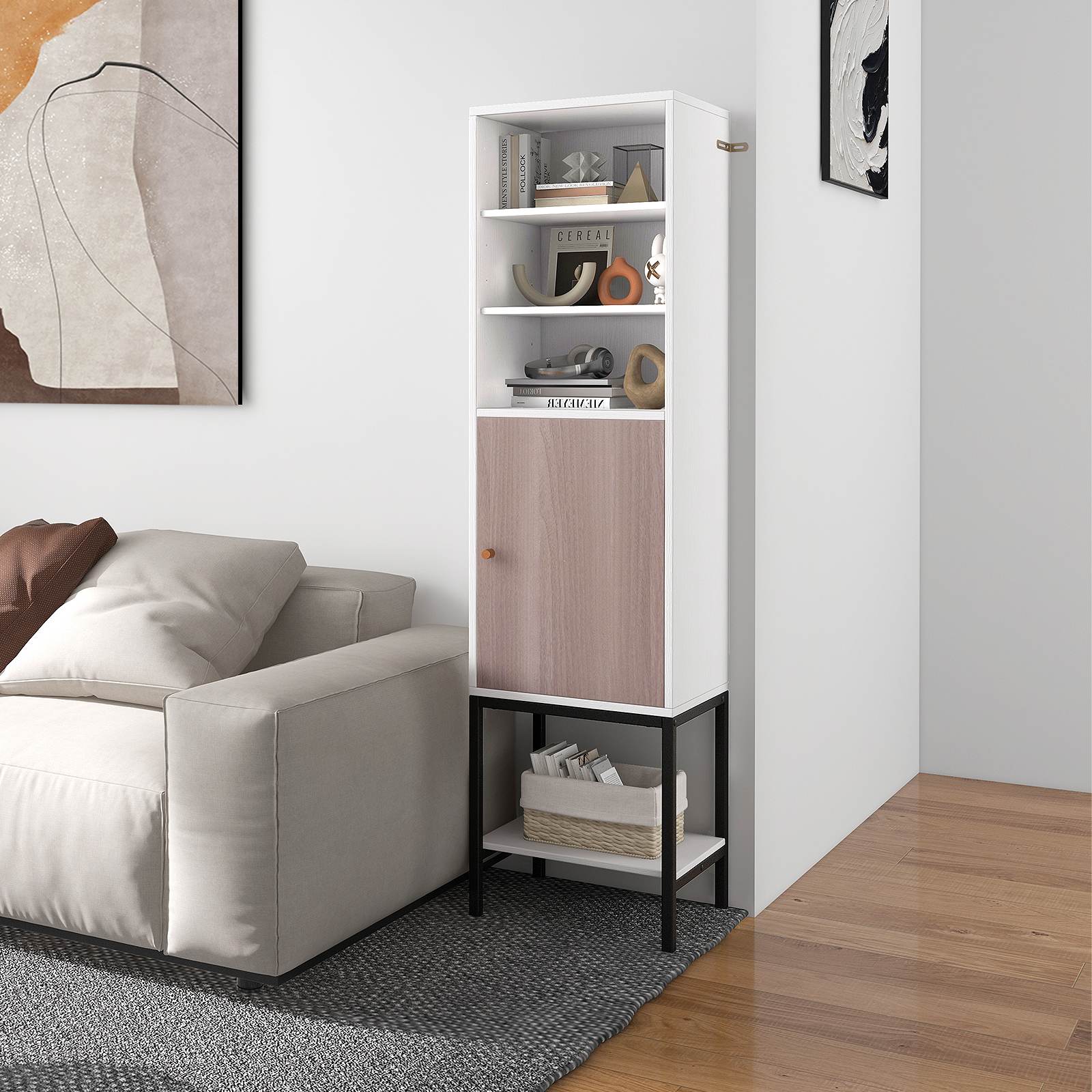 146 cm Tall Bathroom Cabinet Slim Cupboard Storage Organizer Adjustable Shelf - Picture 17 of 18