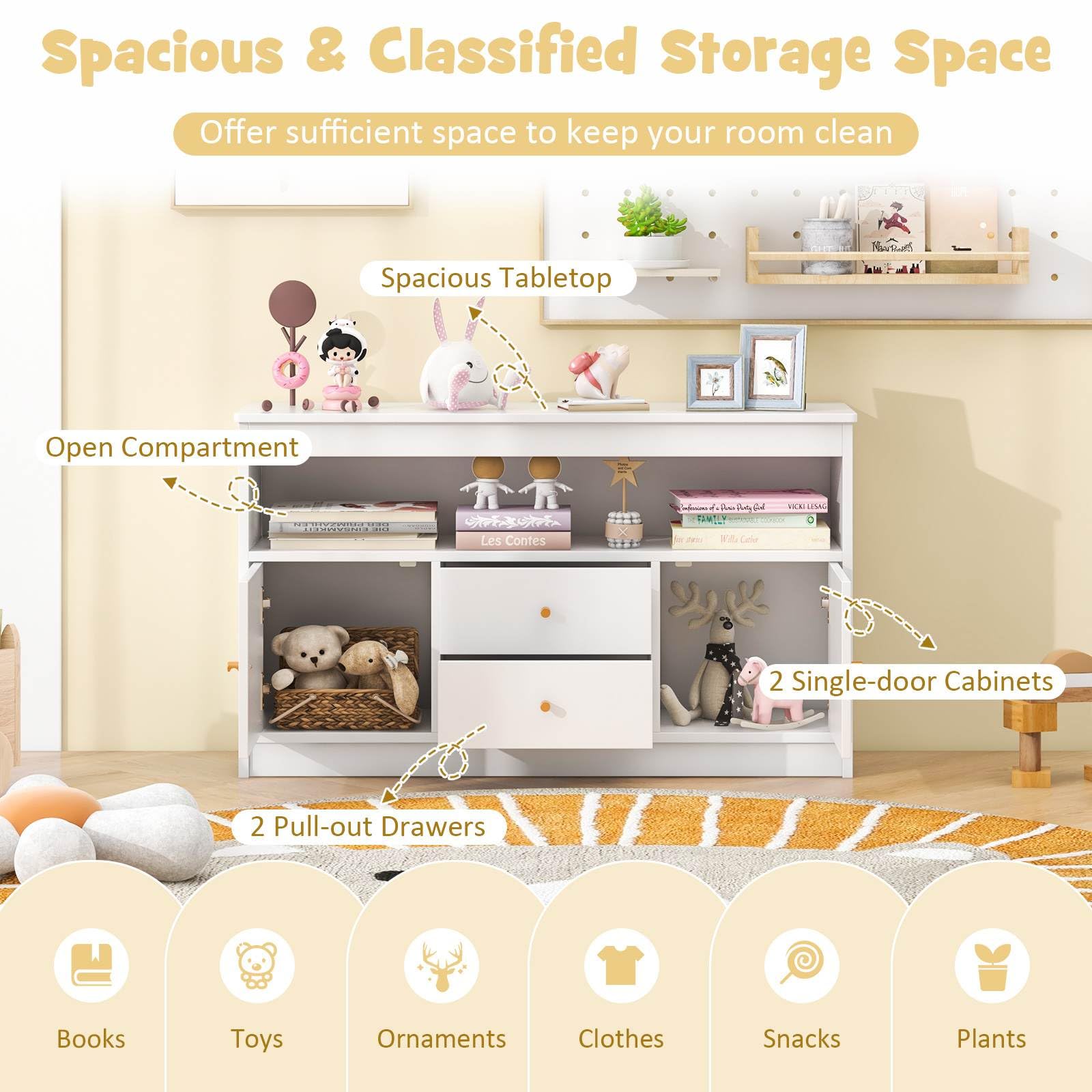 Kids Toy Storage Organiser Children Floor Cabinet Bookshelf for Playroom Nursery - Picture 12 of 19
