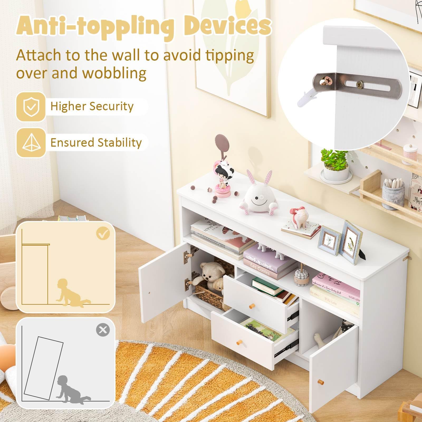 Kids Toy Storage Organiser Children Floor Cabinet Bookshelf for Playroom Nursery - Picture 13 of 19