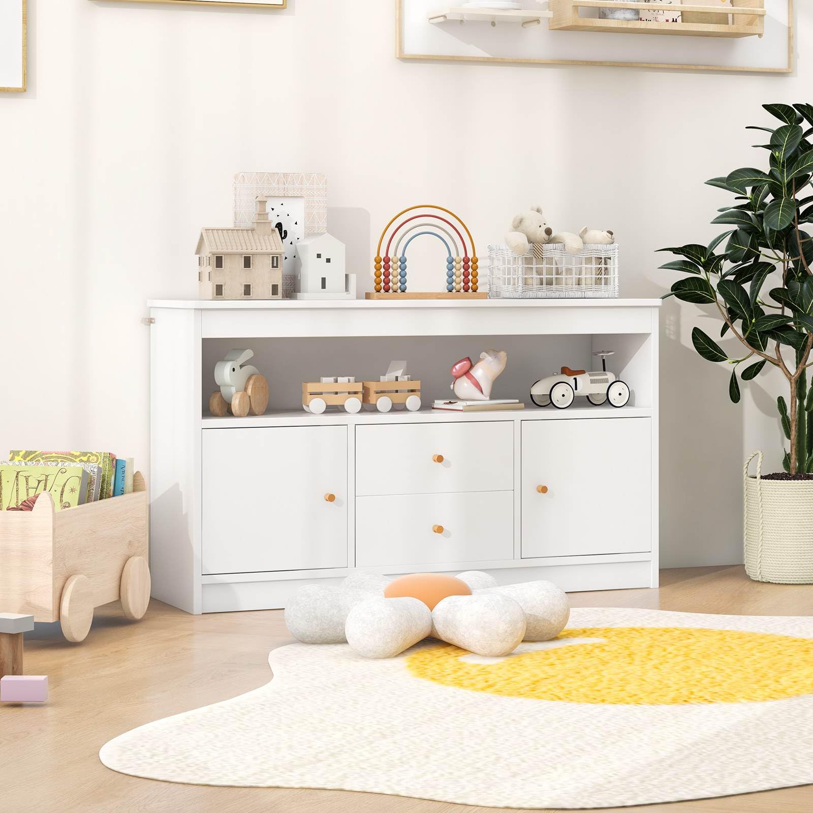 Kids Toy Storage Organiser Children Floor Cabinet Bookshelf for Playroom Nursery - Picture 18 of 19