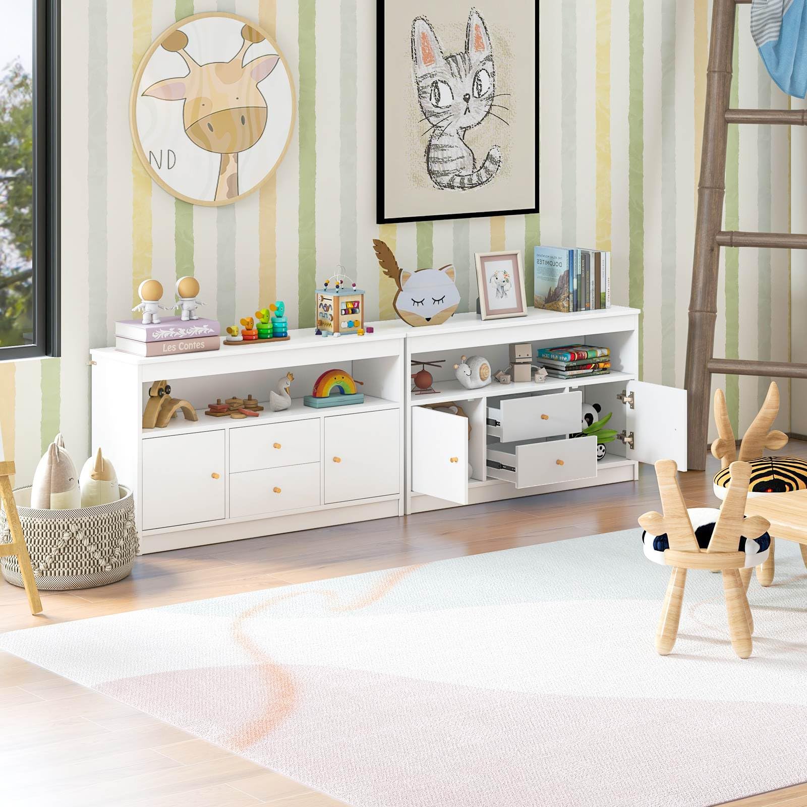 Kids Toy Storage Organiser Children Floor Cabinet Bookshelf for Playroom Nursery - Picture 19 of 19