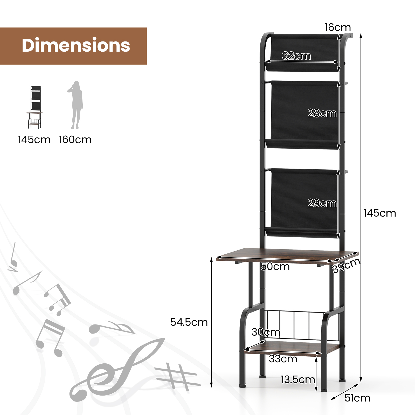 5-Tier Record Player Stand Record Player Table Turntable Stand w/ Record Holder - Picture 10 of 16
