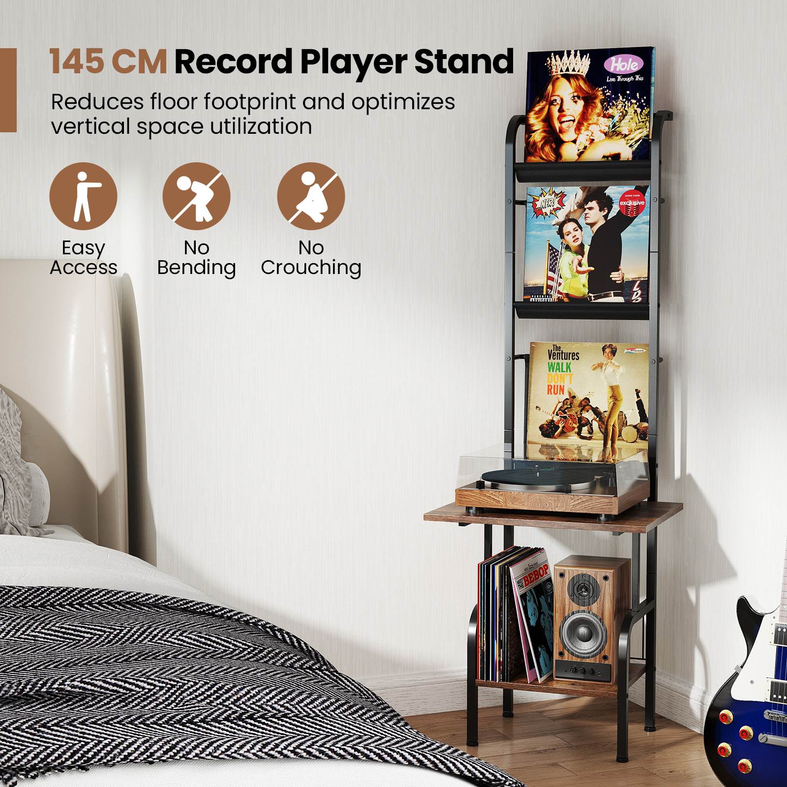 5-Tier Record Player Stand Record Player Table Turntable Stand w/ Record Holder - Picture 11 of 16
