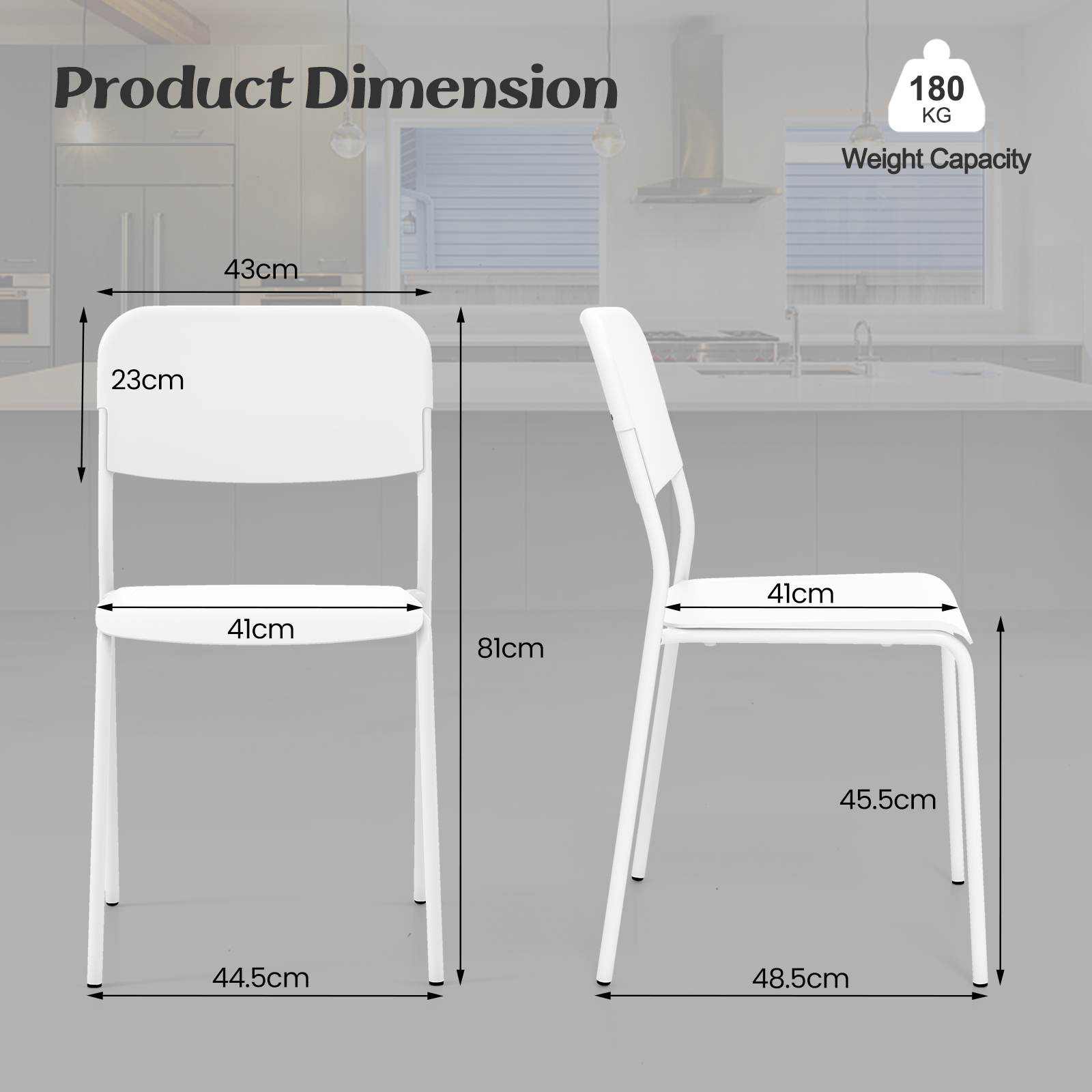 Modern Dining Chairs Set of 4 Stackable Kitchen Plastic Armless Side Chairs - Picture 13 of 20