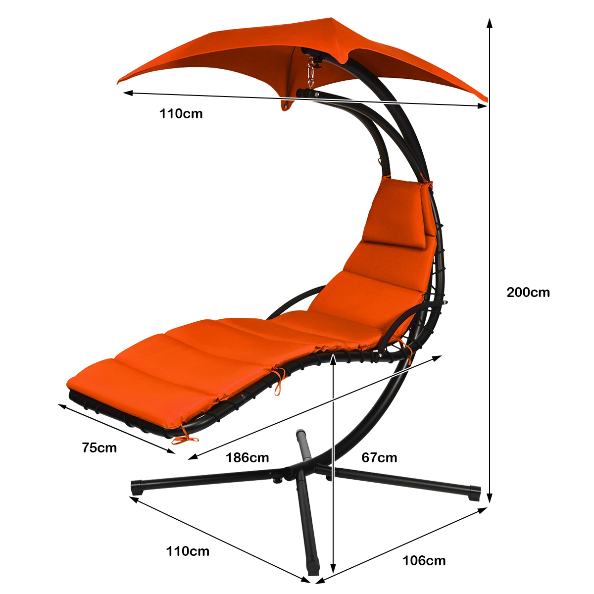 360° Rotating Hanging Swing Chair Hammock Chair Outdoor Pillow Canopy Stand - Picture 34 of 36