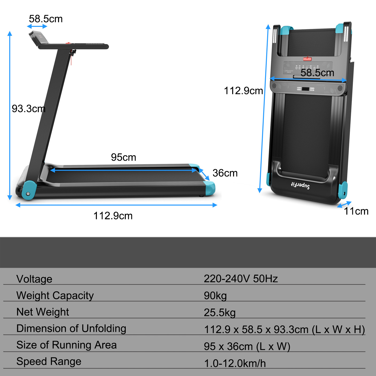 Folding Electric Treadmill Running Equipment Walking Pad Machine Fitness Home - Picture 11 of 31