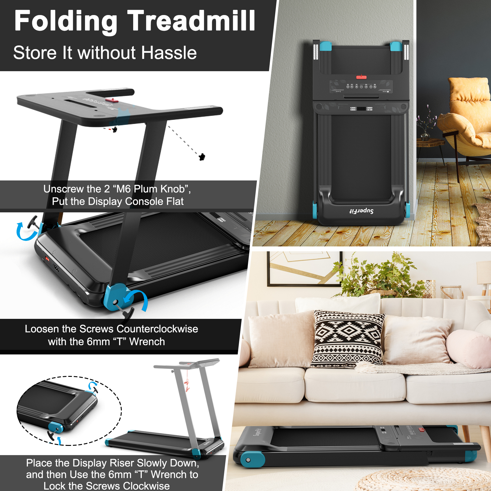 Folding Electric Treadmill Running Equipment Walking Pad Machine Fitness Home - Picture 6 of 31