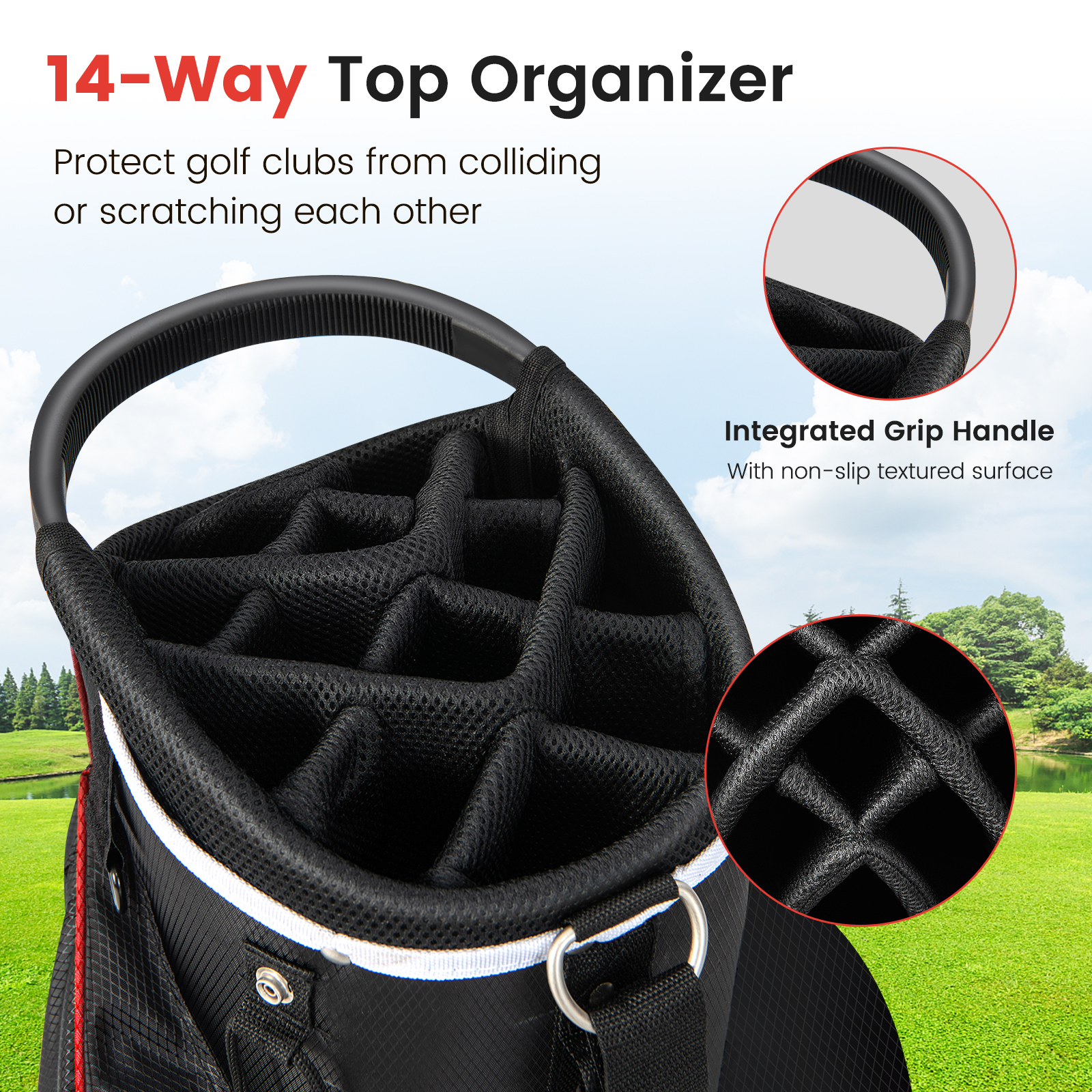 Golf Cart Bag Golf Club Bag 14 Way Top Dividers 2 kg Lightweight Golf Carry Bag 2