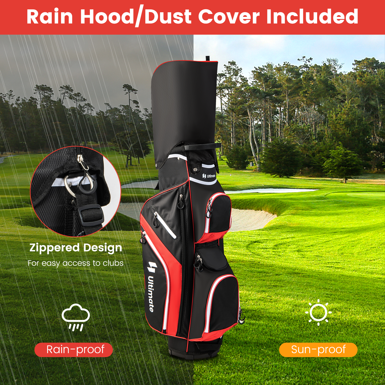 Golf Cart Bag Golf Club Bag 14 Way Top Dividers 2 kg Lightweight Golf Carry Bag 4