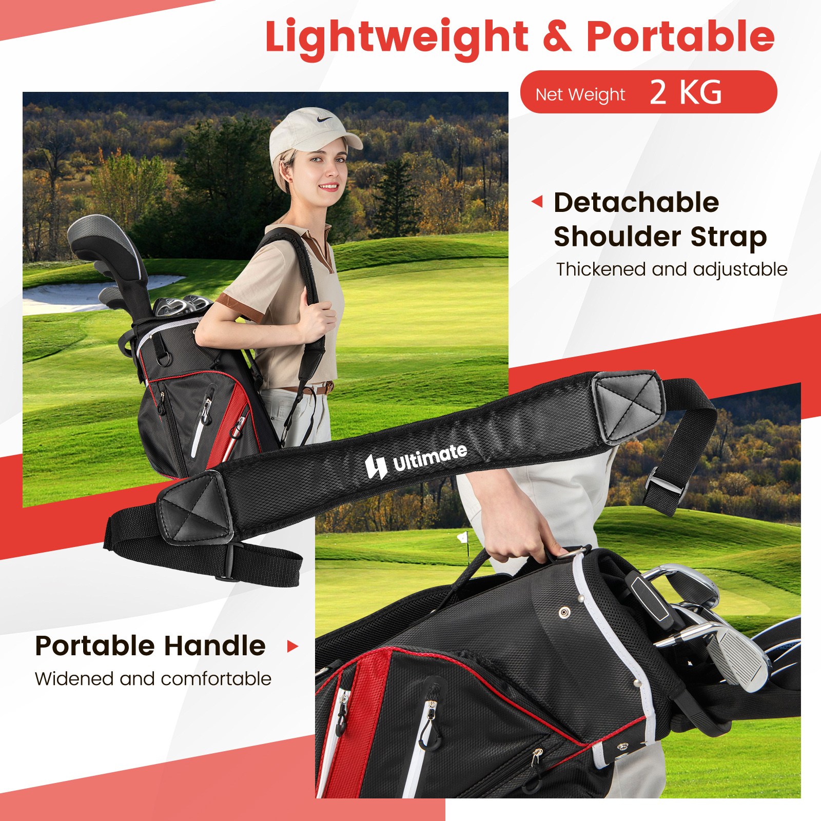 Golf Cart Bag Golf Club Bag 14 Way Top Dividers 2 kg Lightweight Golf Carry Bag 5