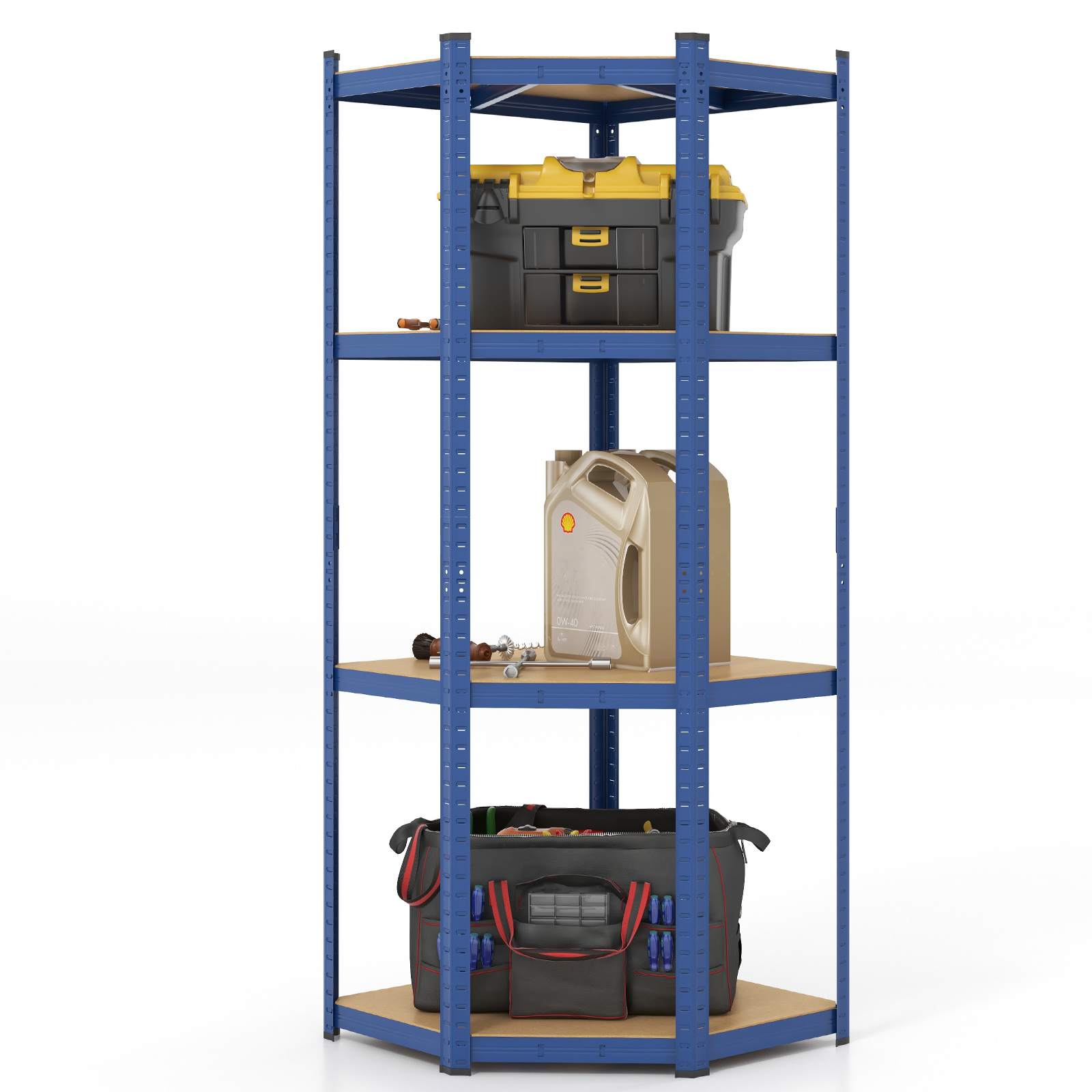 4-Tier Corner Shelf Unit Adjustable Garage Storage Utility Rack 720KG Capacity - Picture 9 of 24