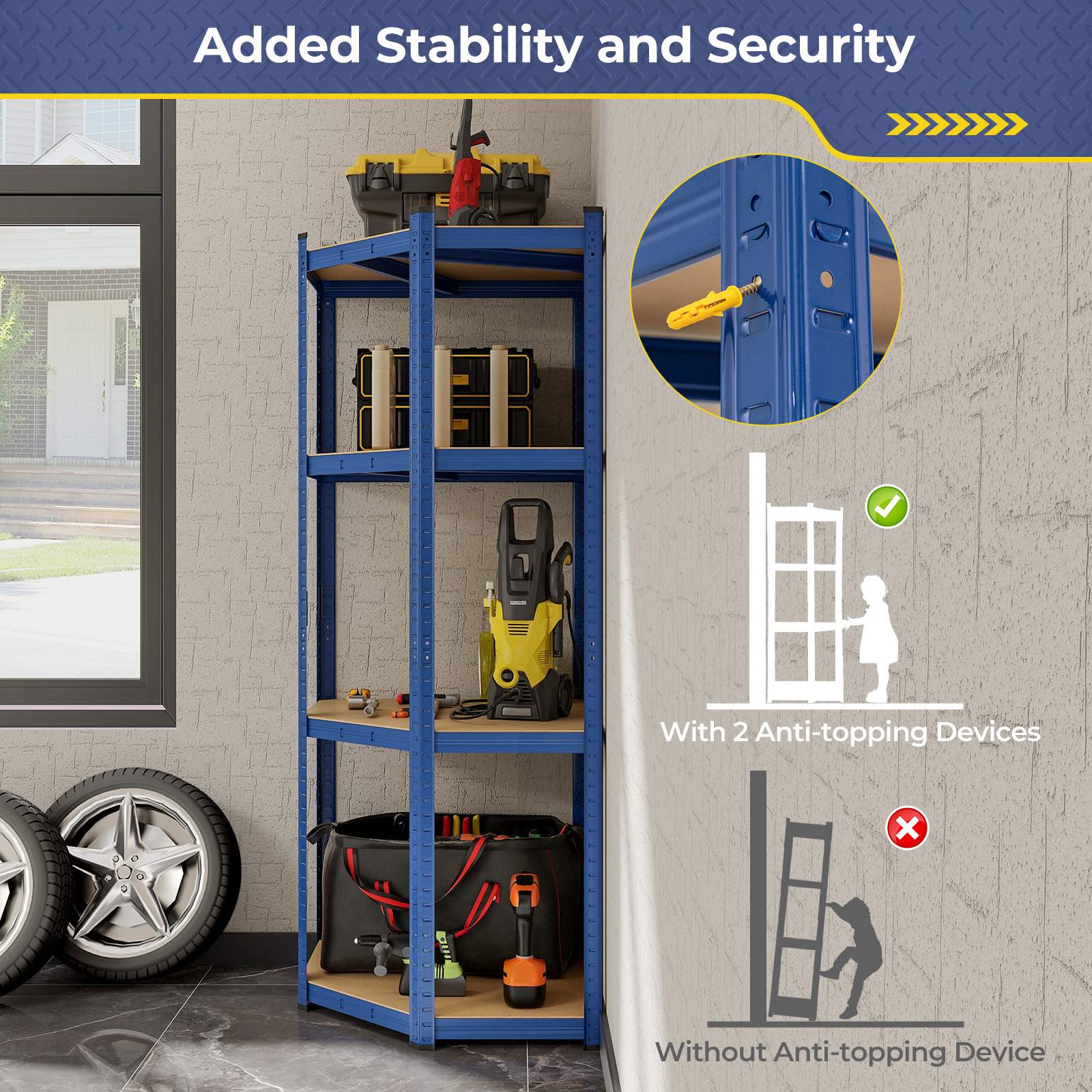 4-Tier Corner Shelf Unit Adjustable Garage Storage Utility Rack 720KG Capacity - Picture 12 of 24