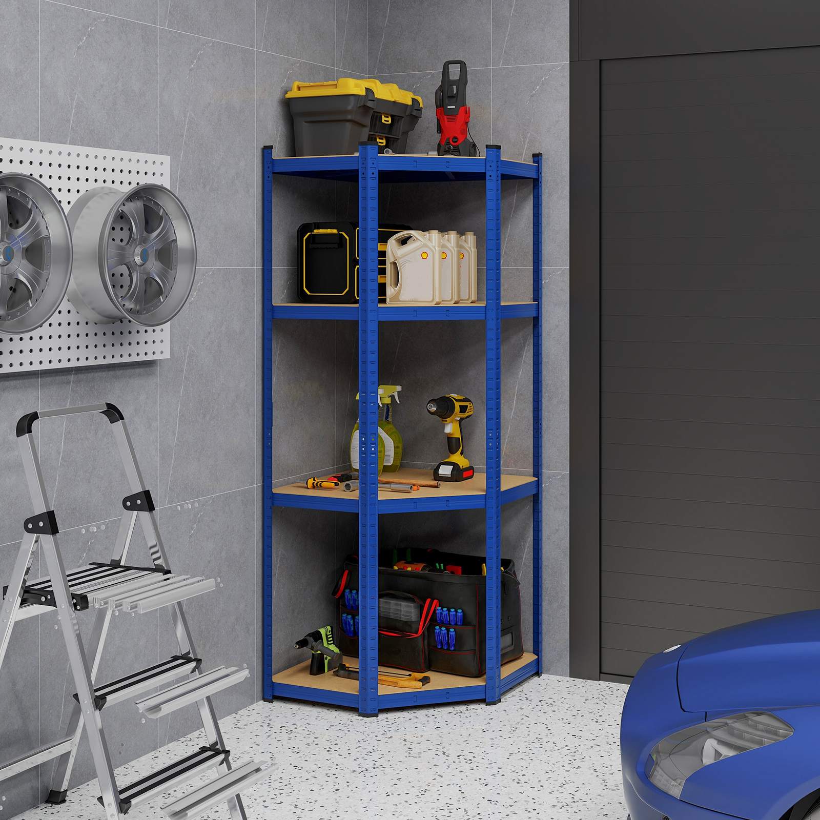 4-Tier Corner Shelf Unit Adjustable Garage Storage Utility Rack 720KG Capacity - Picture 15 of 24