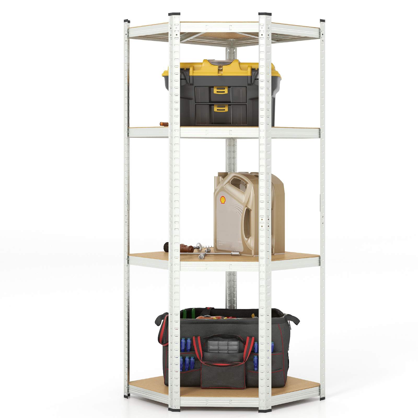 4-Tier Corner Shelf Unit Adjustable Garage Storage Utility Rack 720KG Capacity - Picture 17 of 24