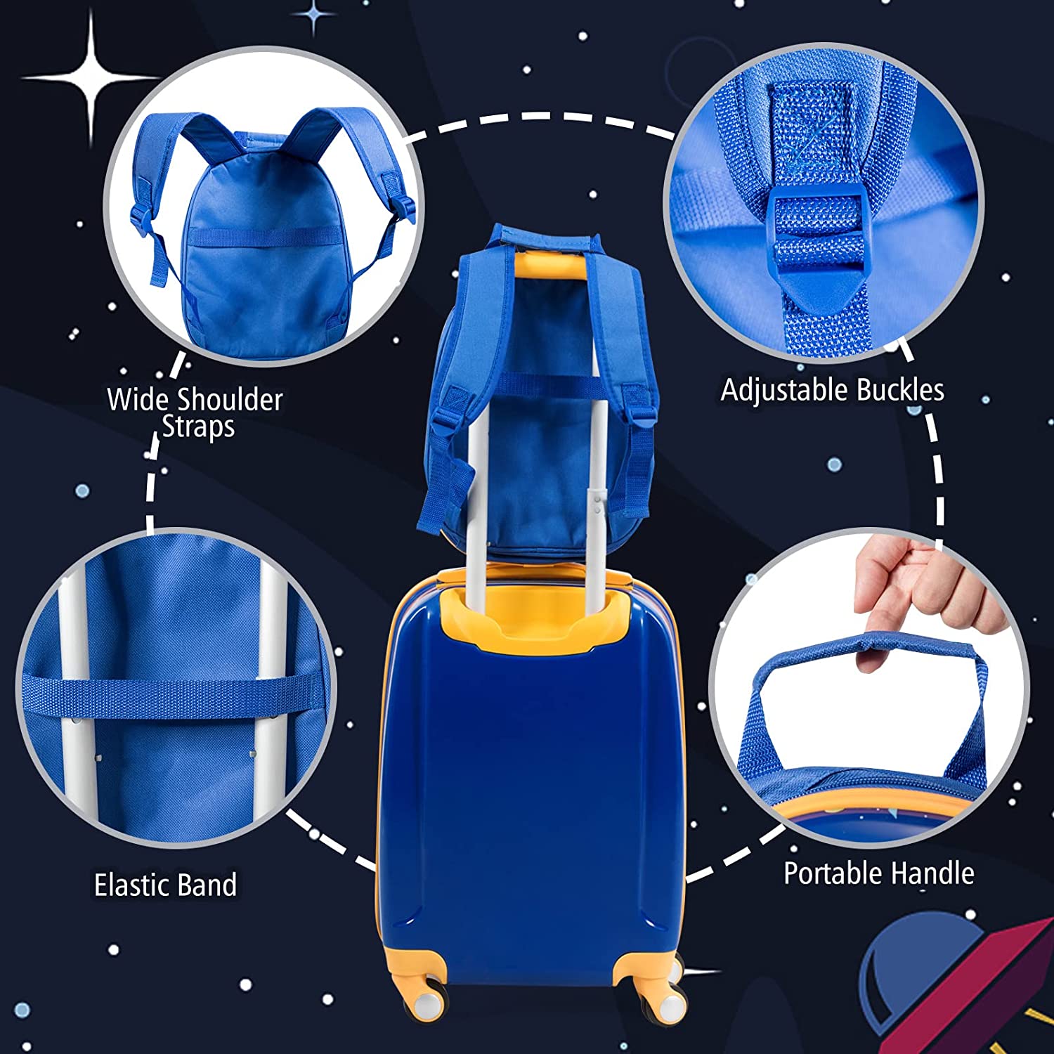 2PC Kids Luggage Set 16"/18"Suitcase & 13"Kids Backpack Travel Carry On Bag Gift - Picture 92 of 96