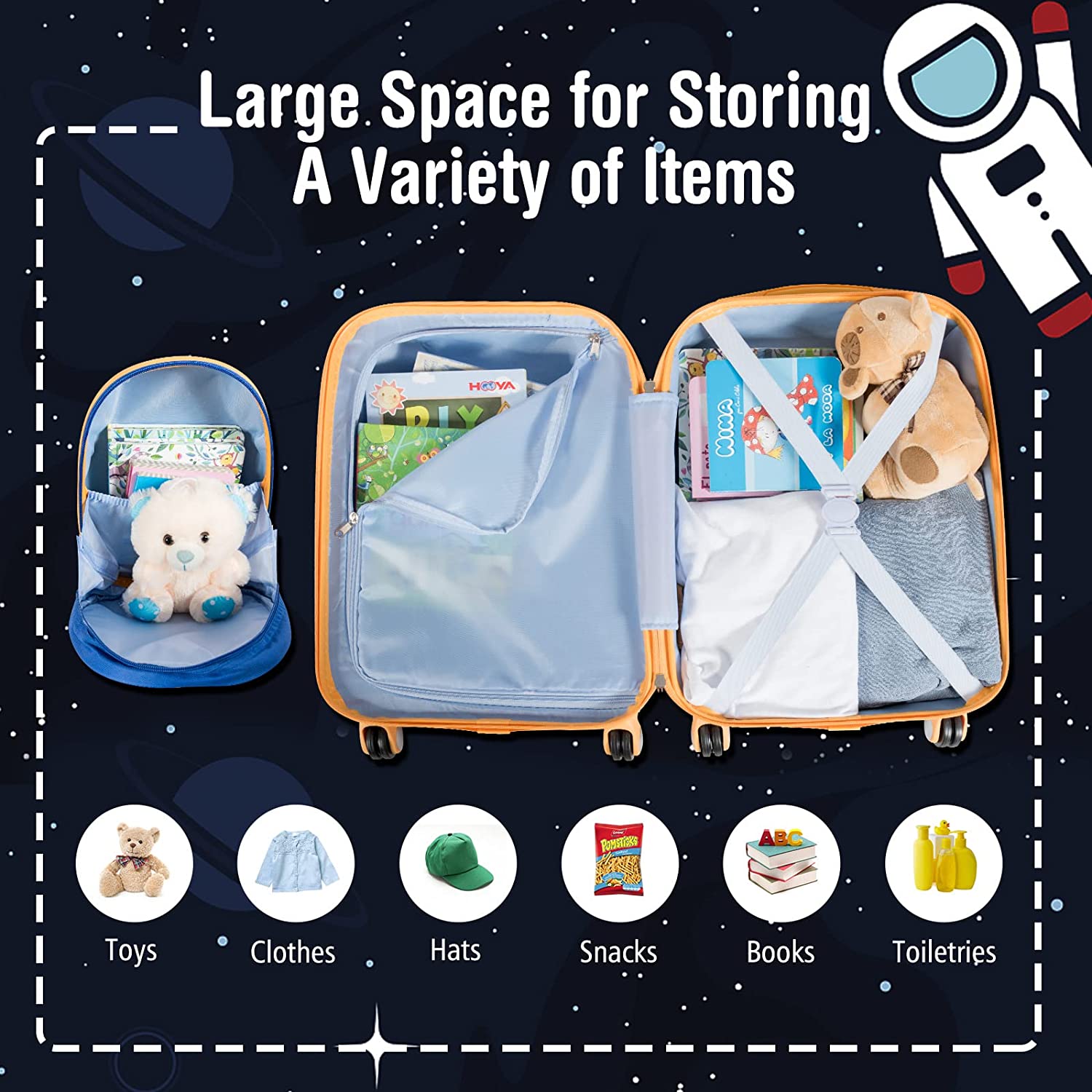 2PC Kids Luggage Set 16"/18"Suitcase & 13"Kids Backpack Travel Carry On Bag Gift - Picture 93 of 96