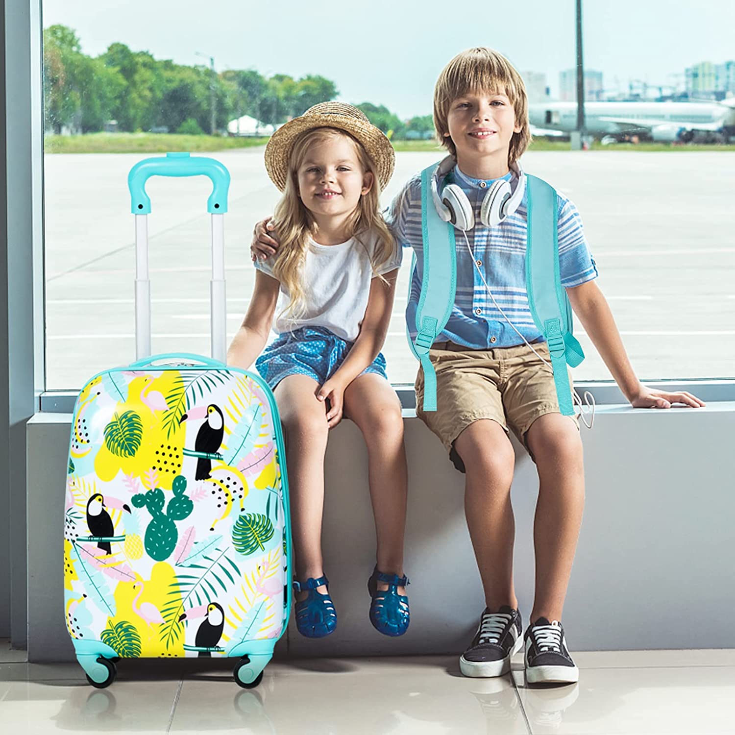 2PCS Kids Luggage Set 16" Suitcase+13" Backpack Travel Carry On Bag Child Gift - Picture 23 of 30