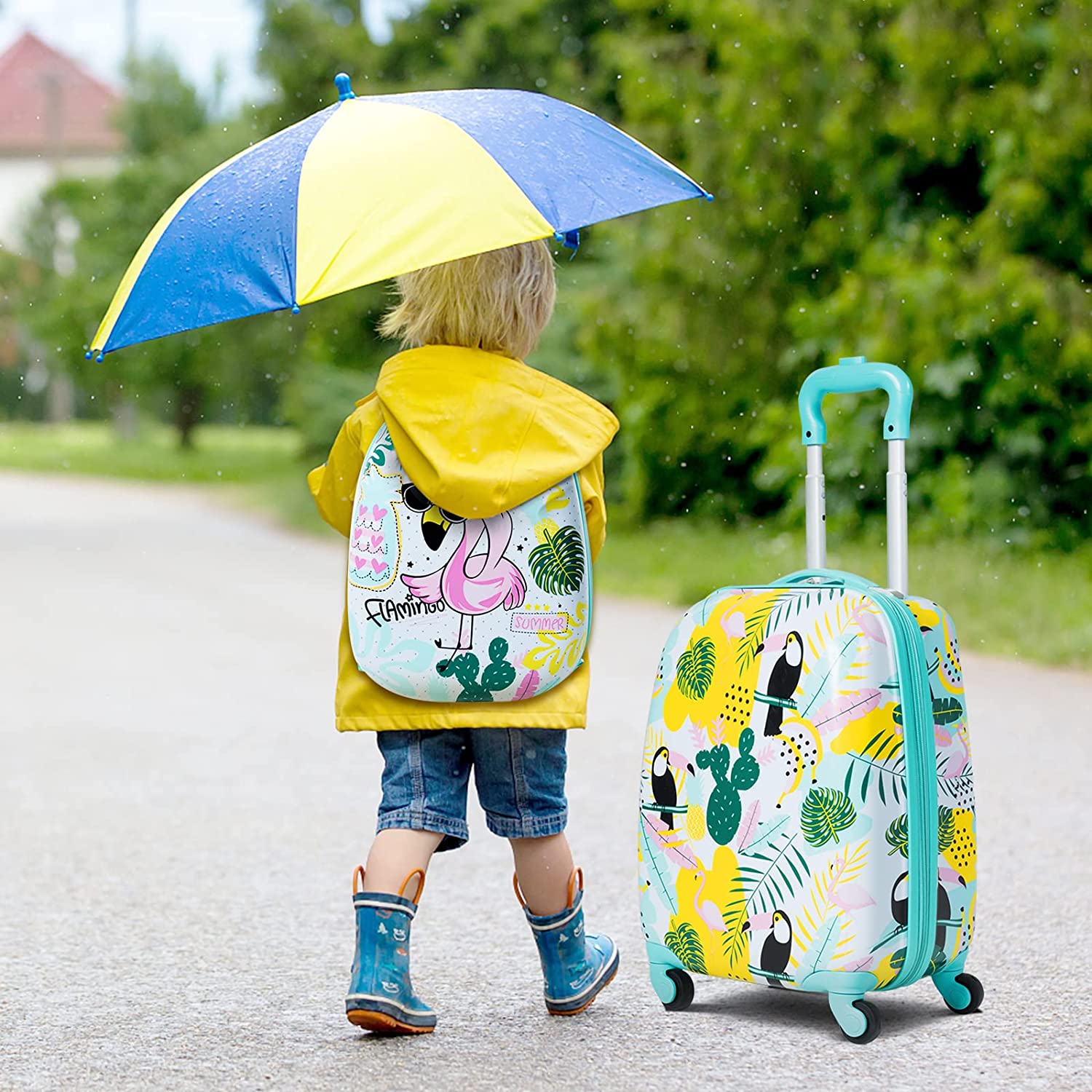 2PCS Kids Luggage Set 16" Suitcase+13" Backpack Travel Carry On Bag Child Gift - Picture 24 of 30