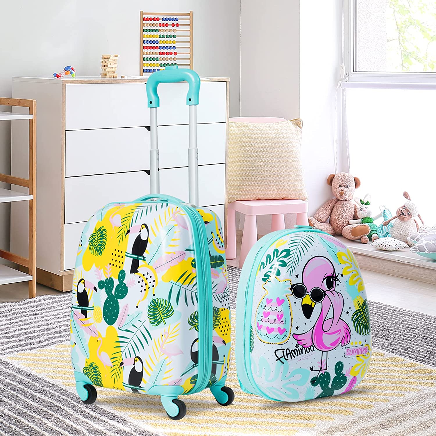 2PCS Kids Luggage Set 16" Suitcase+13" Backpack Travel Carry On Bag Child Gift - Picture 22 of 30