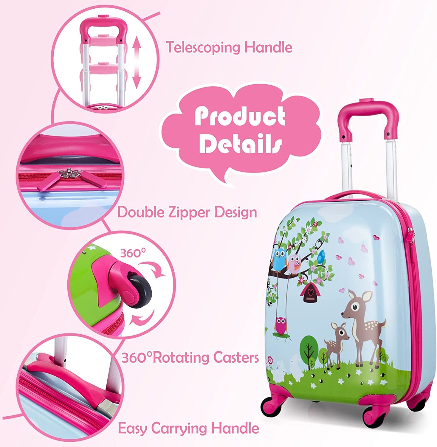 2PC Kids Luggage Set 16"/18"Suitcase & 13"Kids Backpack Travel Carry On Bag Gift - Picture 24 of 96