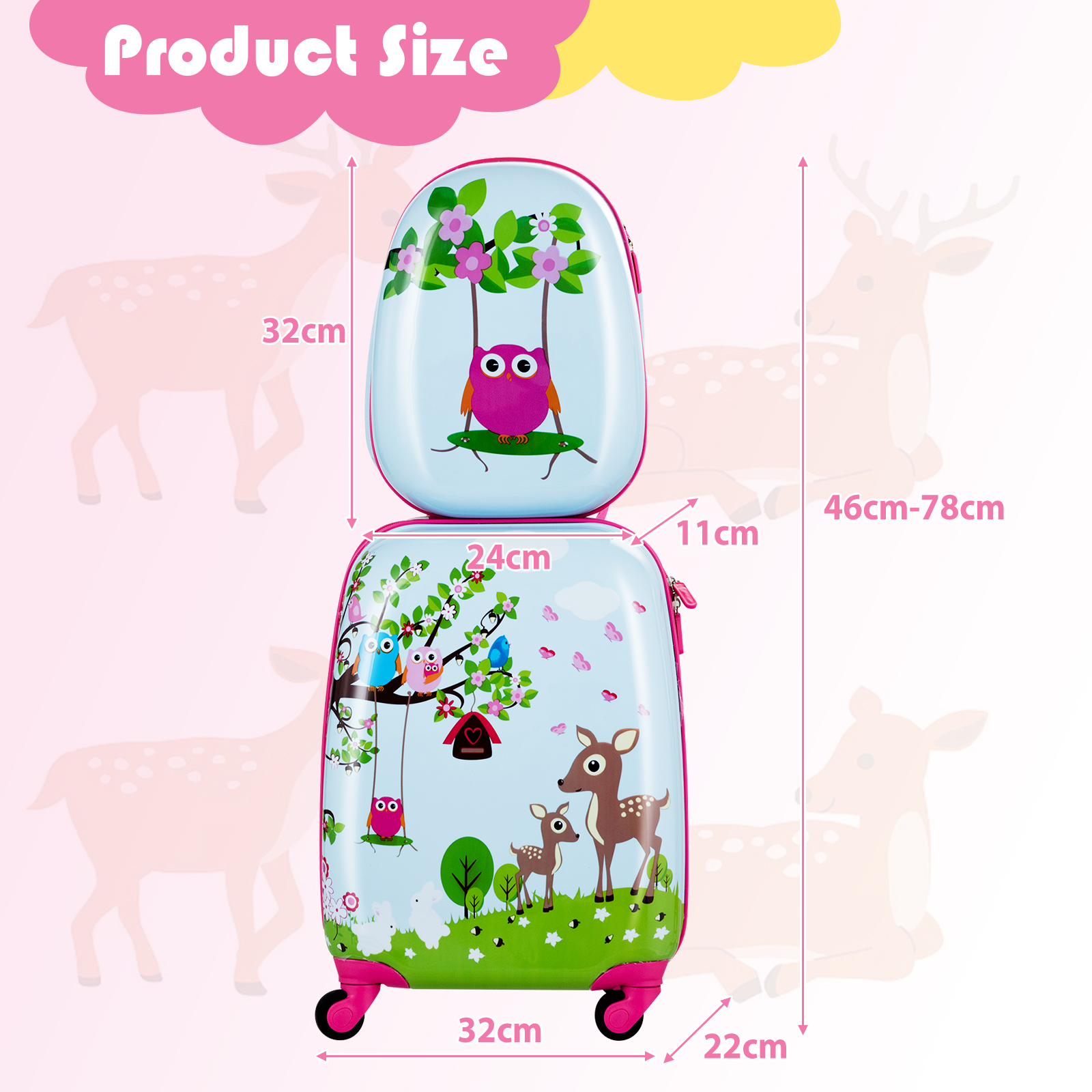 2PC Kids Luggage Set 16"/18"Suitcase & 13"Kids Backpack Travel Carry On Bag Gift - Picture 27 of 96