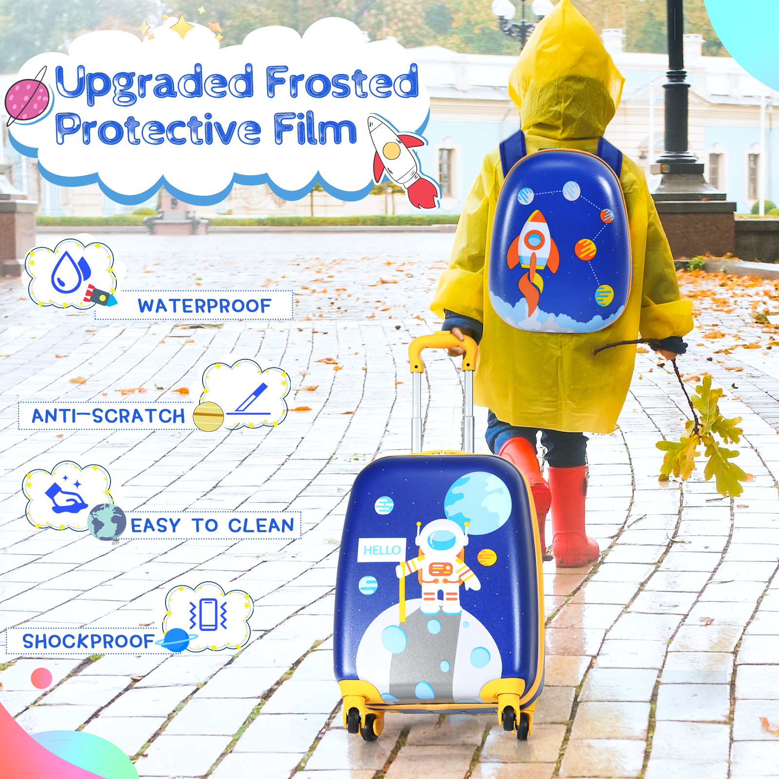 2PCS Kids Luggage Set 16" Suitcase+13" Backpack Travel Carry On Bag Child Gift - Picture 5 of 30