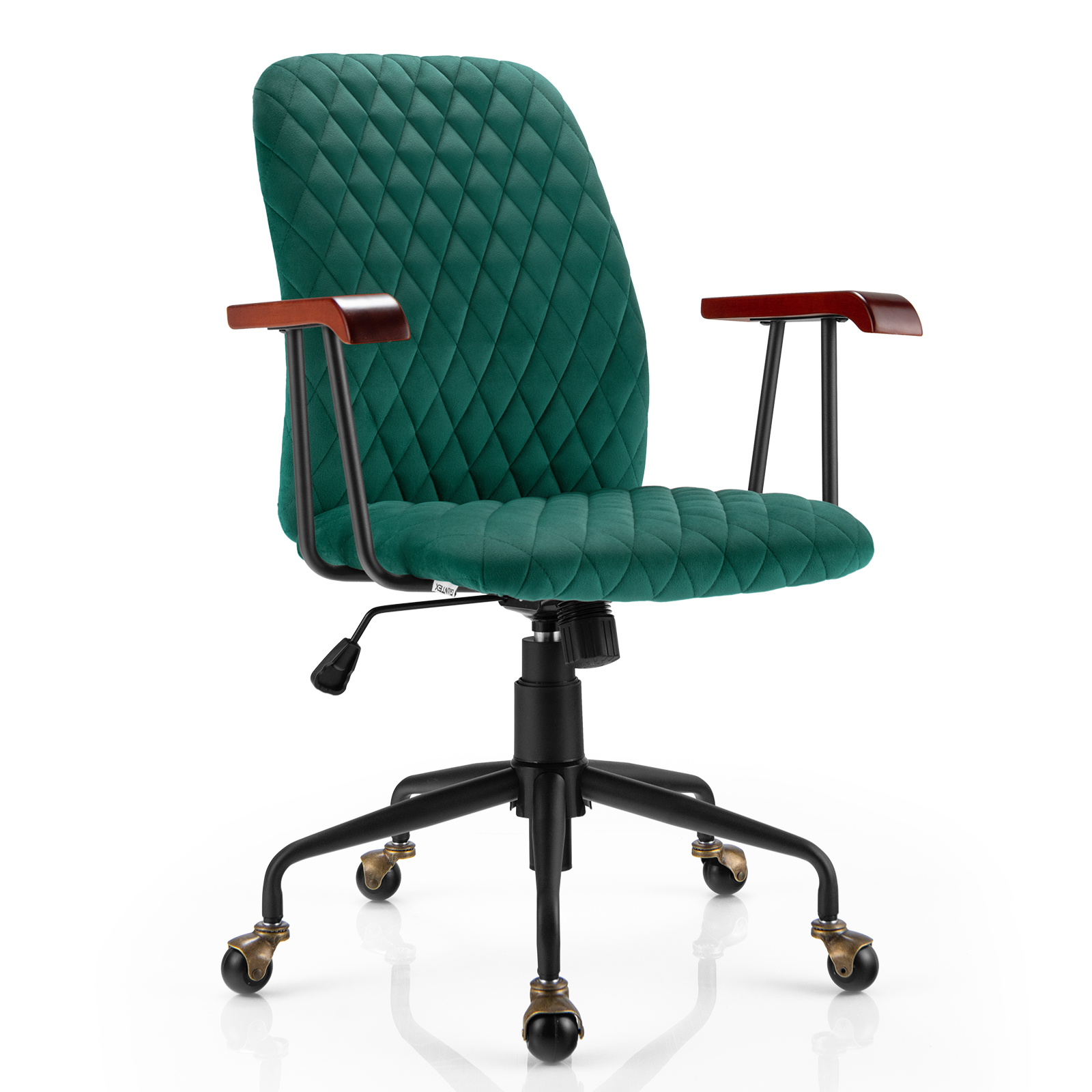 Giantex Swivel Computer Desk Chair Retro Mid-Back Rolling Task Chair Home Office - Picture 9 of 17