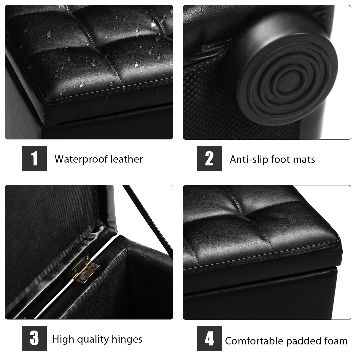 Giantex Cube Storage Ottoman Pouf Storage Box Seat Footstool PU Leather 40cm - Picture 10 of 33