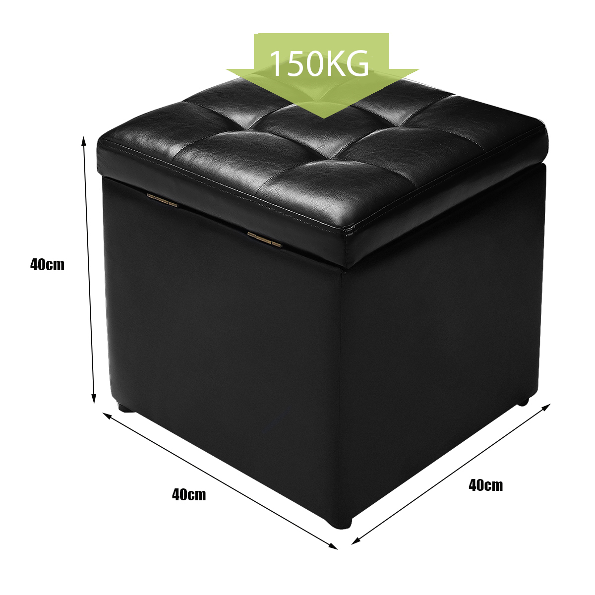 Giantex Cube Storage Ottoman Pouf Storage Box Seat Footstool PU Leather 40cm - Picture 11 of 33