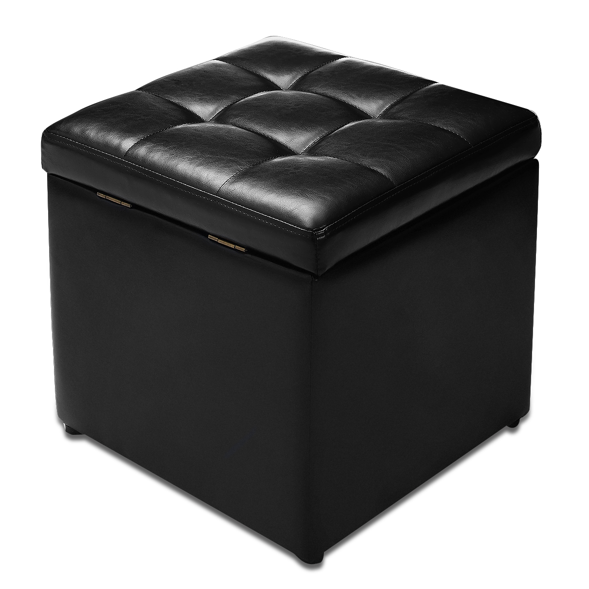 Giantex Cube Storage Ottoman Pouf Storage Box Seat Footstool PU Leather 40cm - Picture 12 of 33