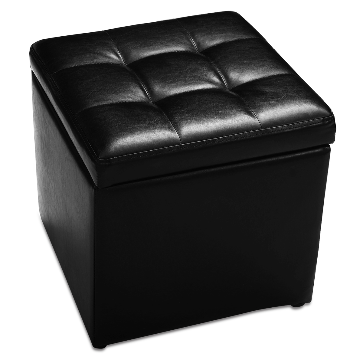 Giantex Cube Storage Ottoman Pouf Storage Box Seat Footstool PU Leather 40cm - Picture 13 of 33
