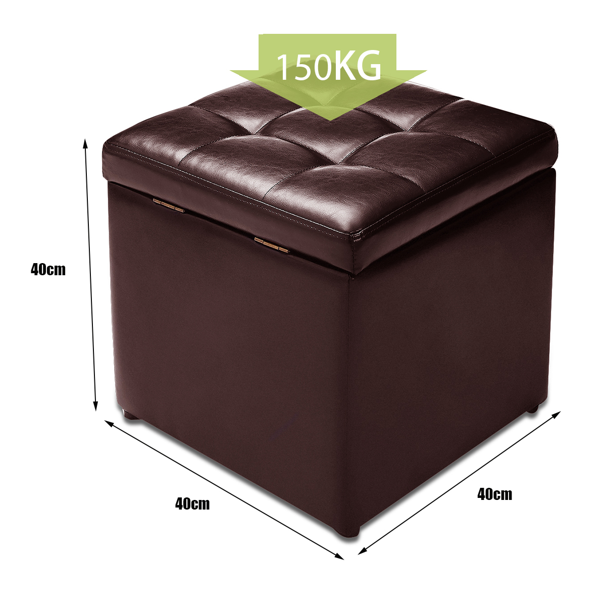 Giantex Cube Storage Ottoman Pouf Storage Box Seat Footstool PU Leather 40cm - Picture 30 of 33