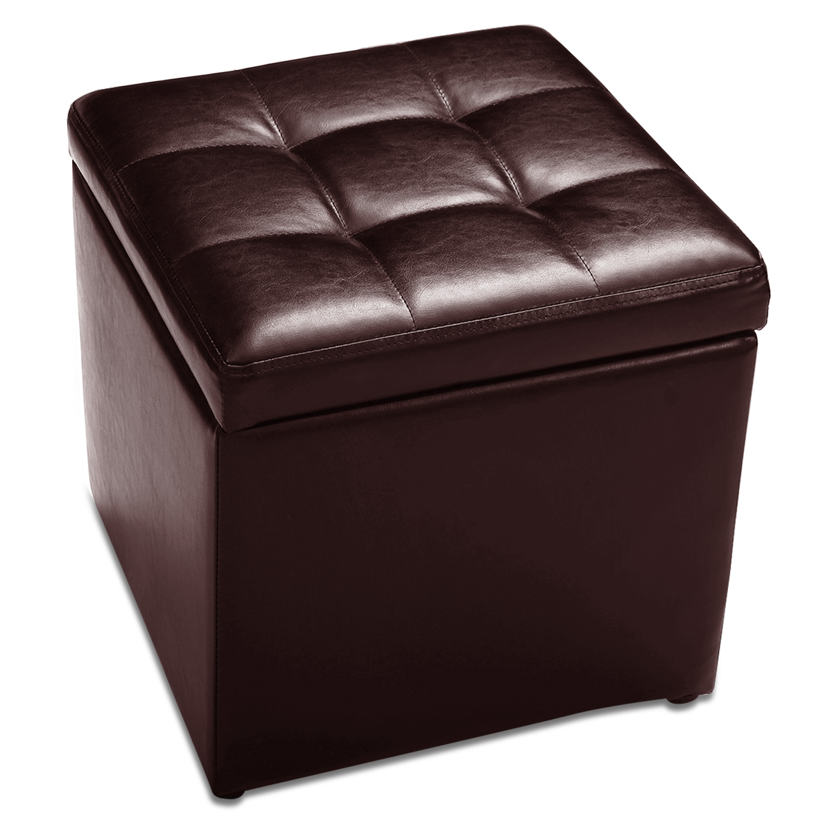 Giantex Cube Storage Ottoman Pouf Storage Box Seat Footstool PU Leather 40cm - Picture 31 of 33