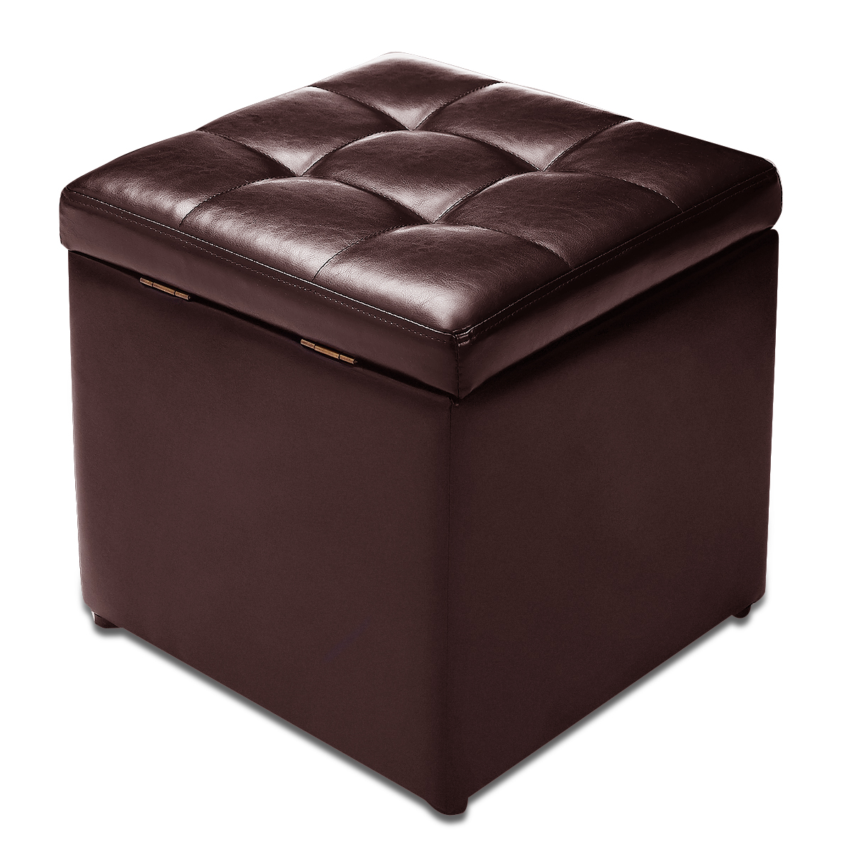 Giantex Cube Storage Ottoman Pouf Storage Box Seat Footstool PU Leather 40cm - Picture 33 of 33