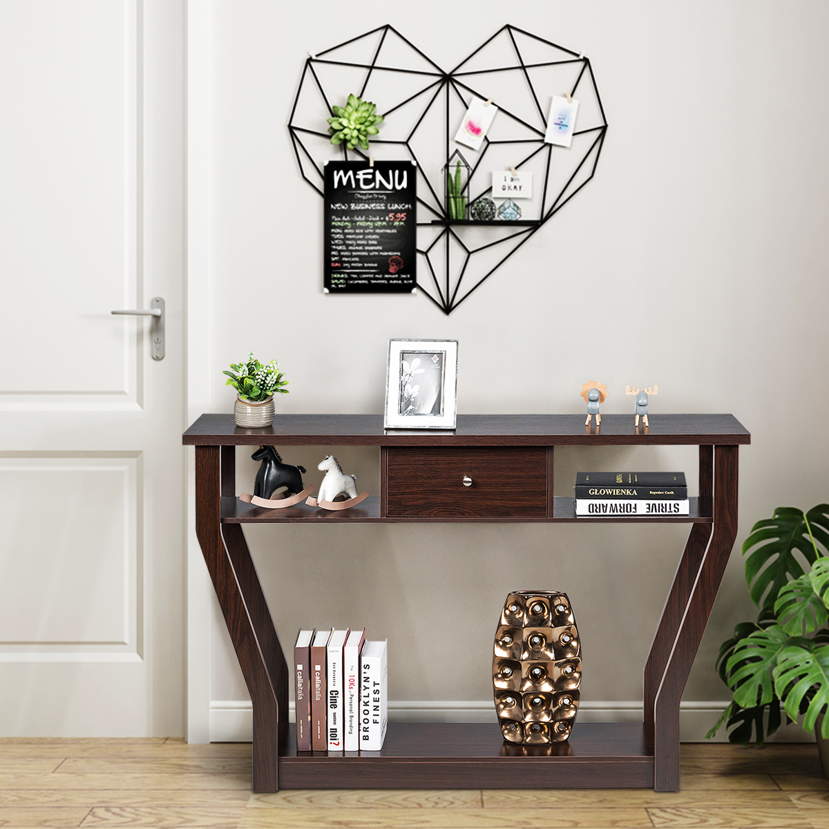 Giantex Console Table Entry Hallway Side Sofa Table 3-Tier Accent Table w/Drawer - Picture 17 of 37