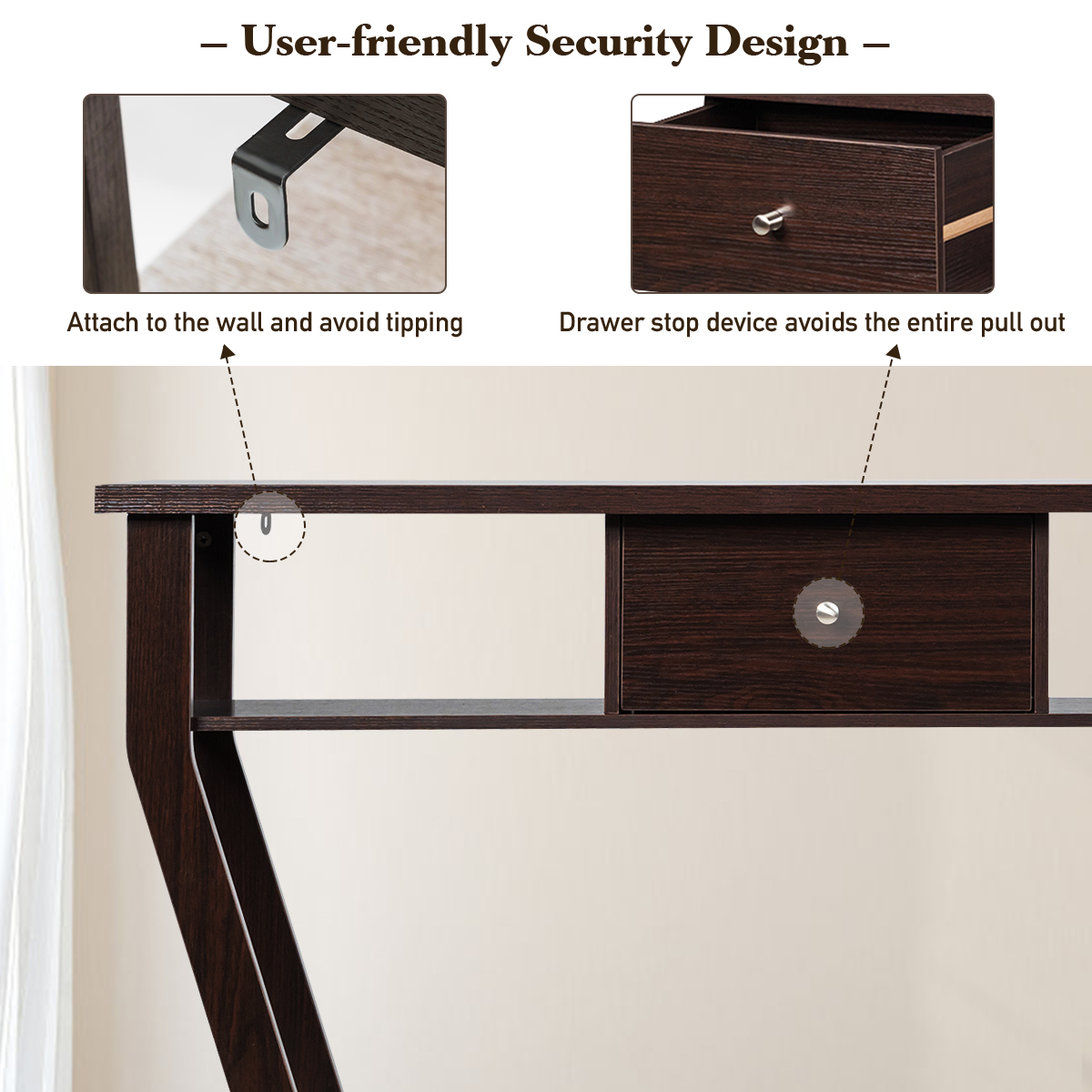 Giantex Console Table Entry Hallway Side Sofa Table 3-Tier Accent Table w/Drawer - Picture 22 of 37