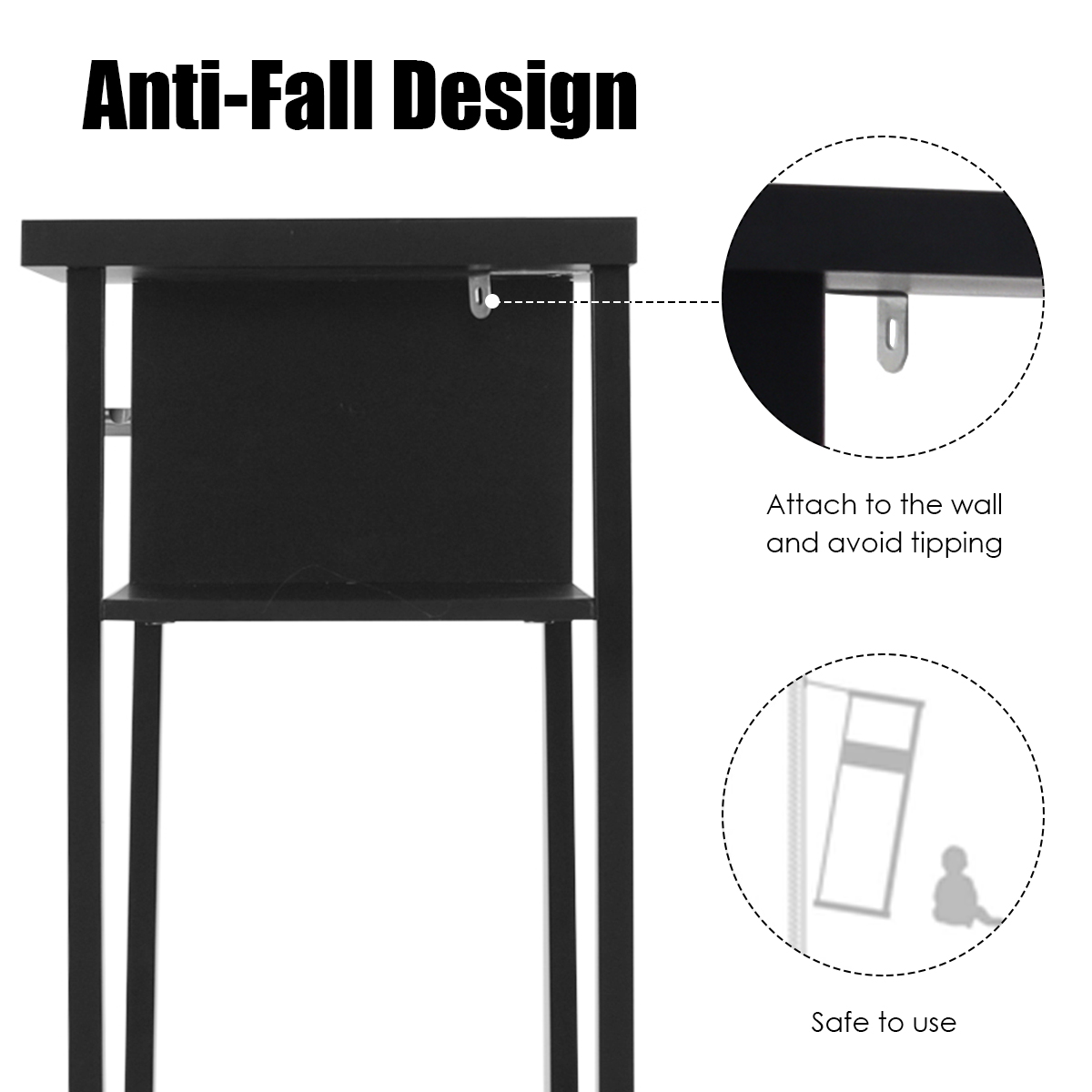 Giantex Console Table Entry Hallway Side Sofa Table 3-Tier Accent Table w/Drawer - Picture 11 of 37