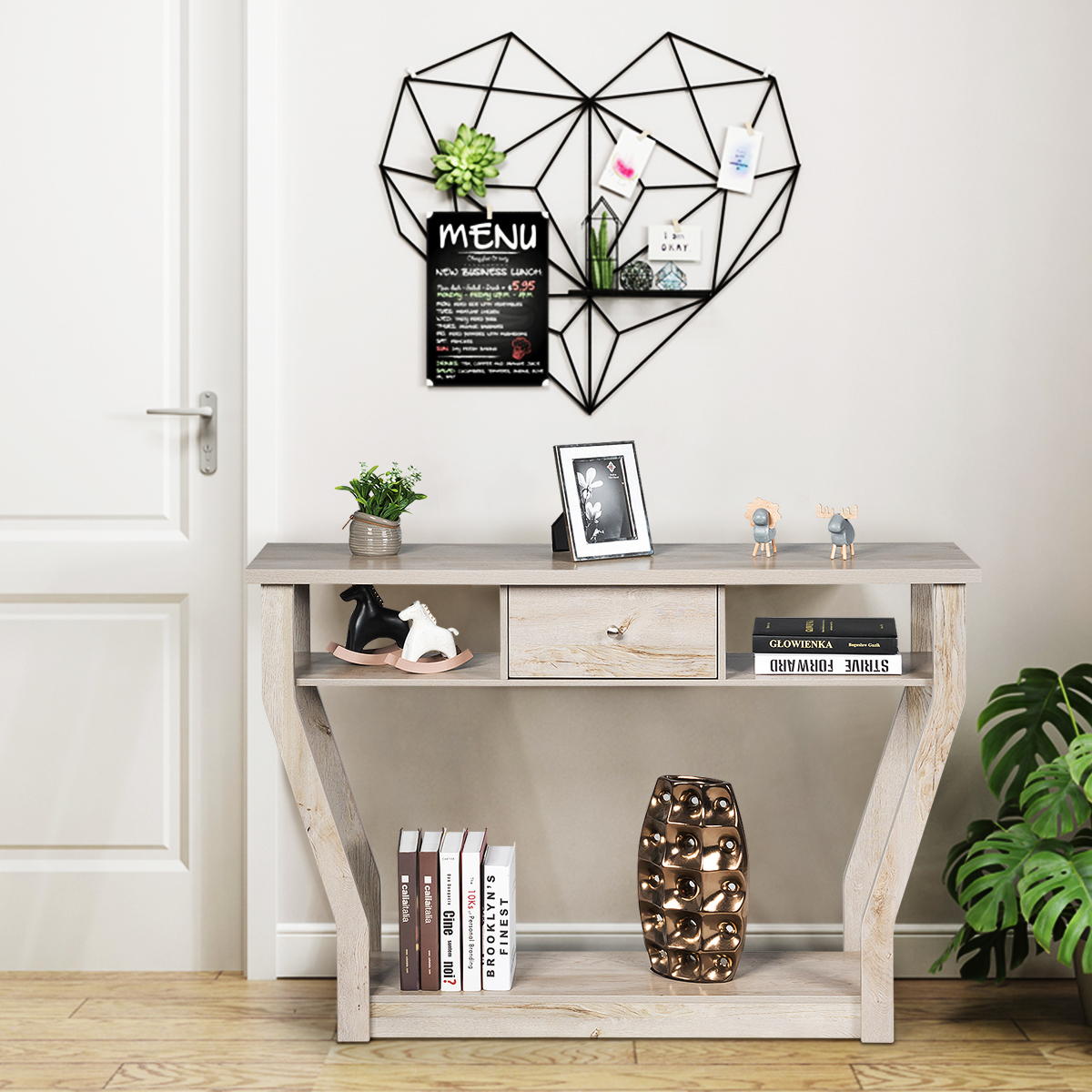 Giantex Console Table Entry Hallway Side Sofa Table 3-Tier Accent Table w/Drawer - Picture 27 of 37