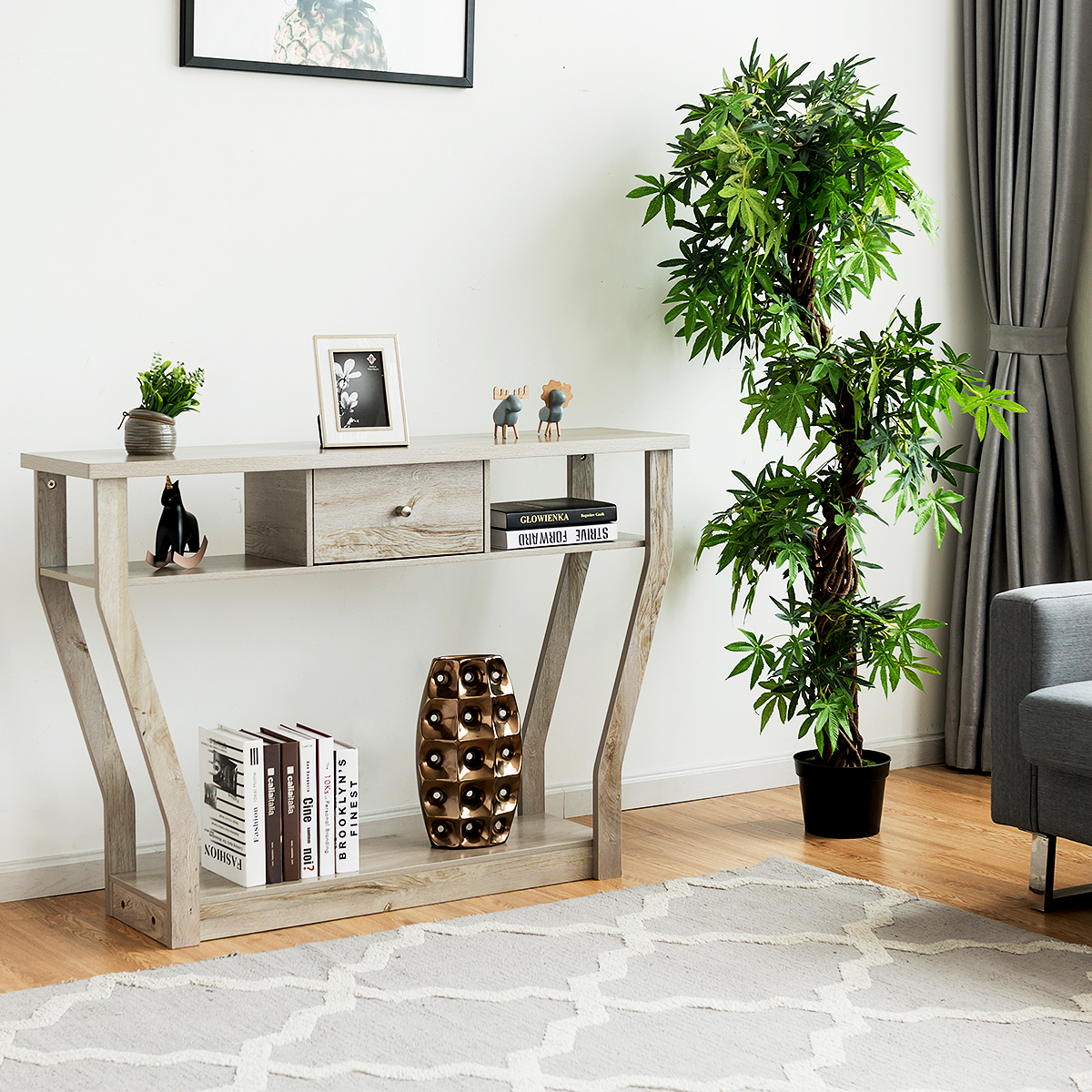 Giantex Console Table Entry Hallway Side Sofa Table 3-Tier Accent Table w/Drawer - Picture 29 of 37
