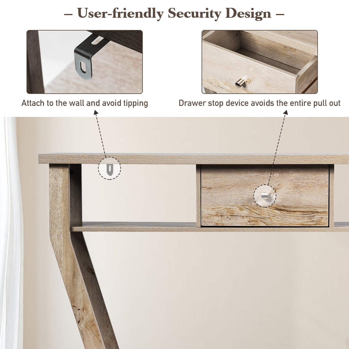 Giantex Console Table Entry Hallway Side Sofa Table 3-Tier Accent Table w/Drawer - Picture 33 of 37