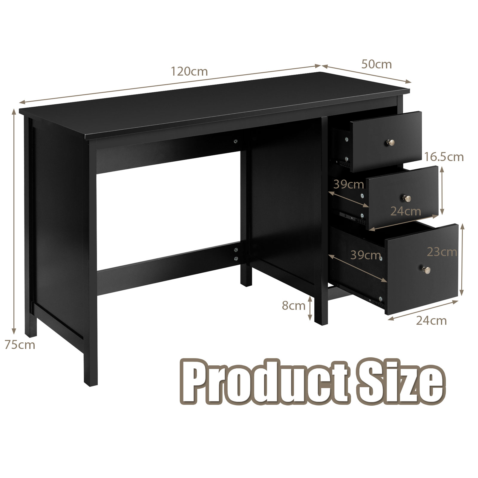 Giantex Computer Desk w/ Drawers Study Writing Table Workstation White/Black - Picture 11 of 26