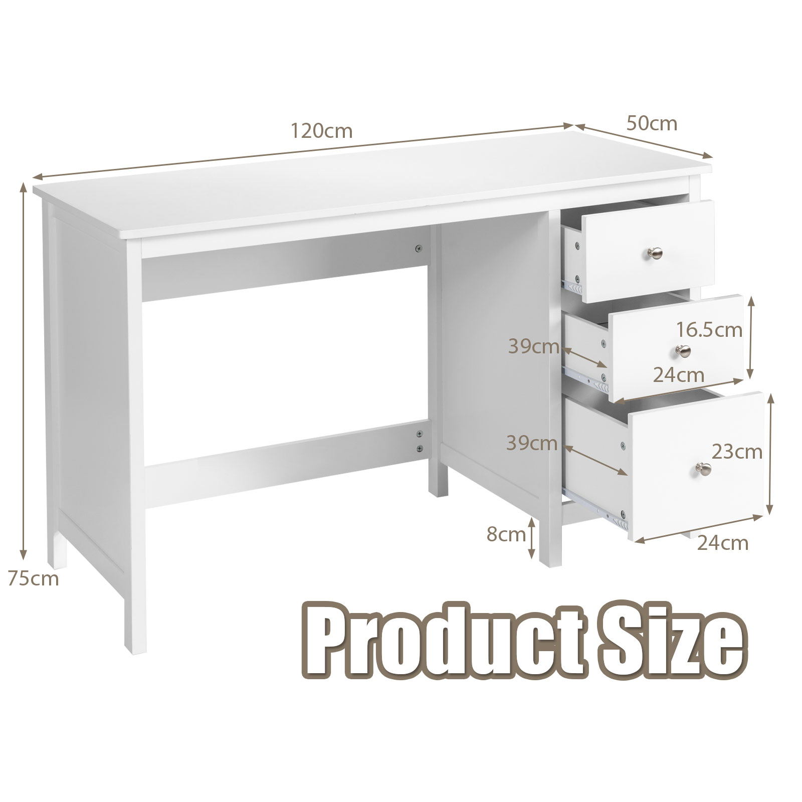 Giantex Computer Desk w/ Drawers Study Writing Table Workstation White/Black - Picture 23 of 26