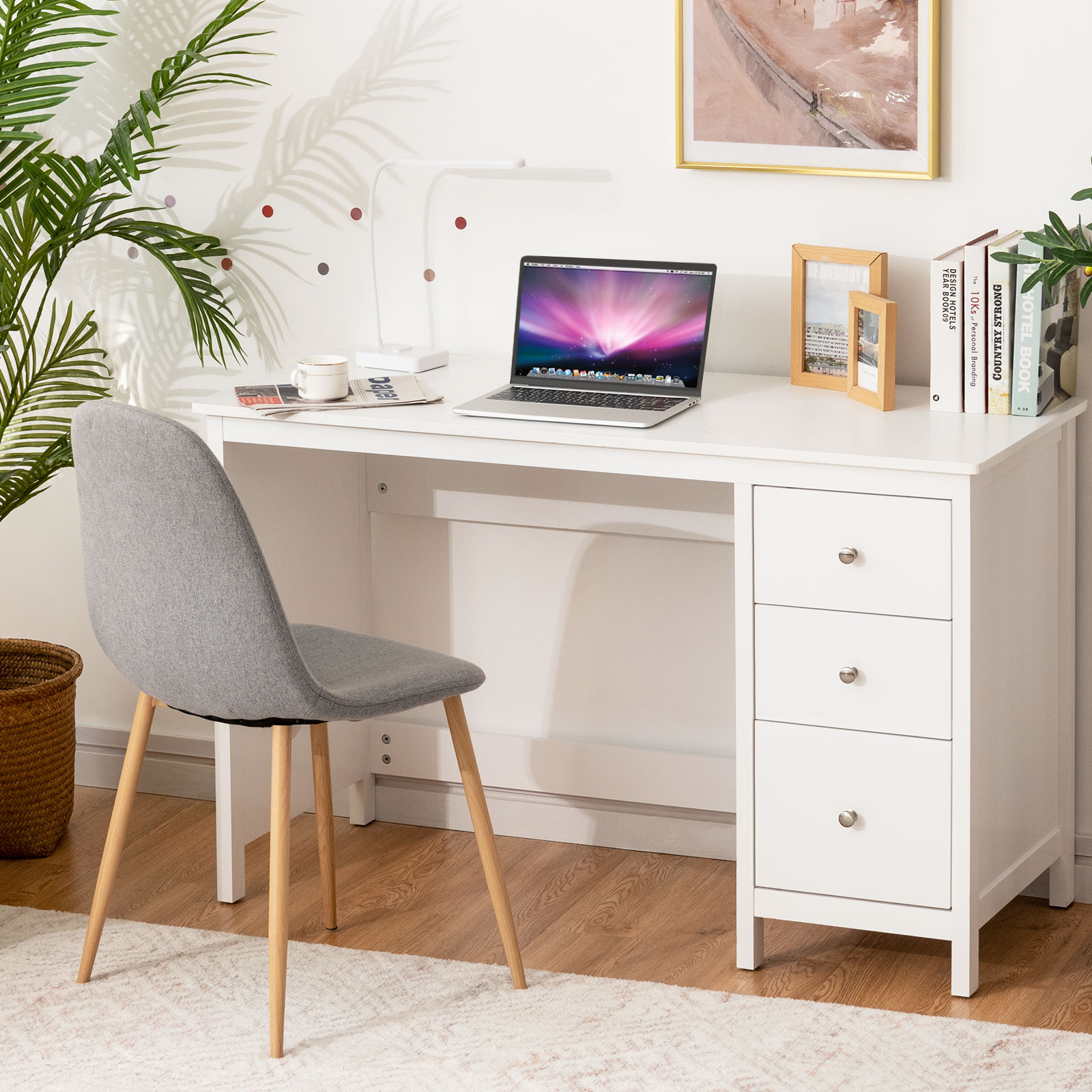 Giantex Computer Desk w/ Drawers Study Writing Table Workstation White/Black - Picture 24 of 26