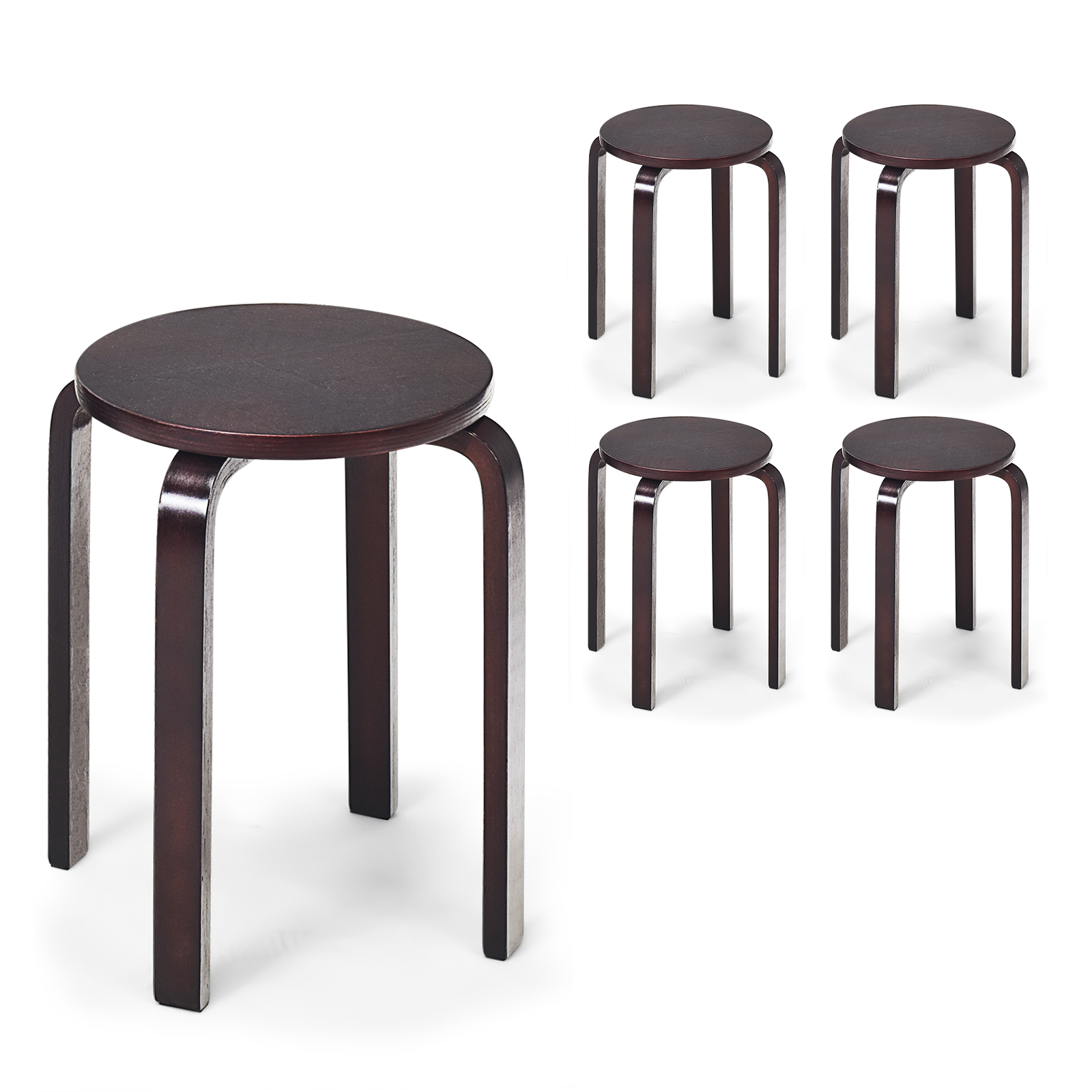 Giantex Set of 4 Wooden Stools Solid Wood Stool Space-saving Stackable - Picture 20 of 44
