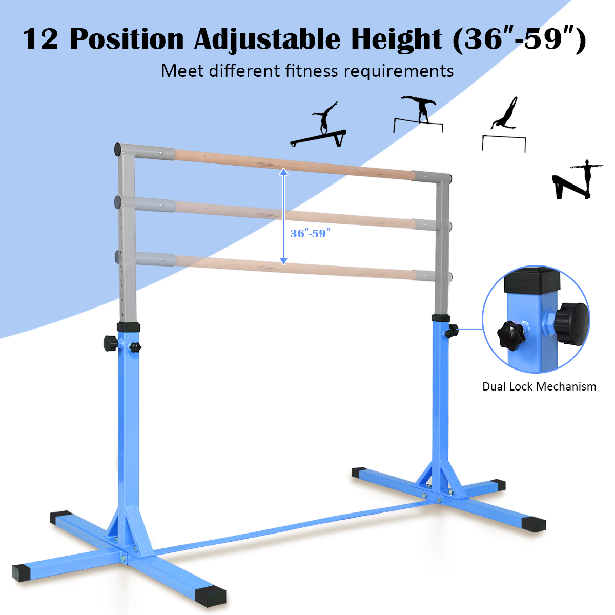 Kids Gymnastic Bar Junior Horizontal Kip Bar Adjustable Indoor Training Exercise - Picture 9 of 16