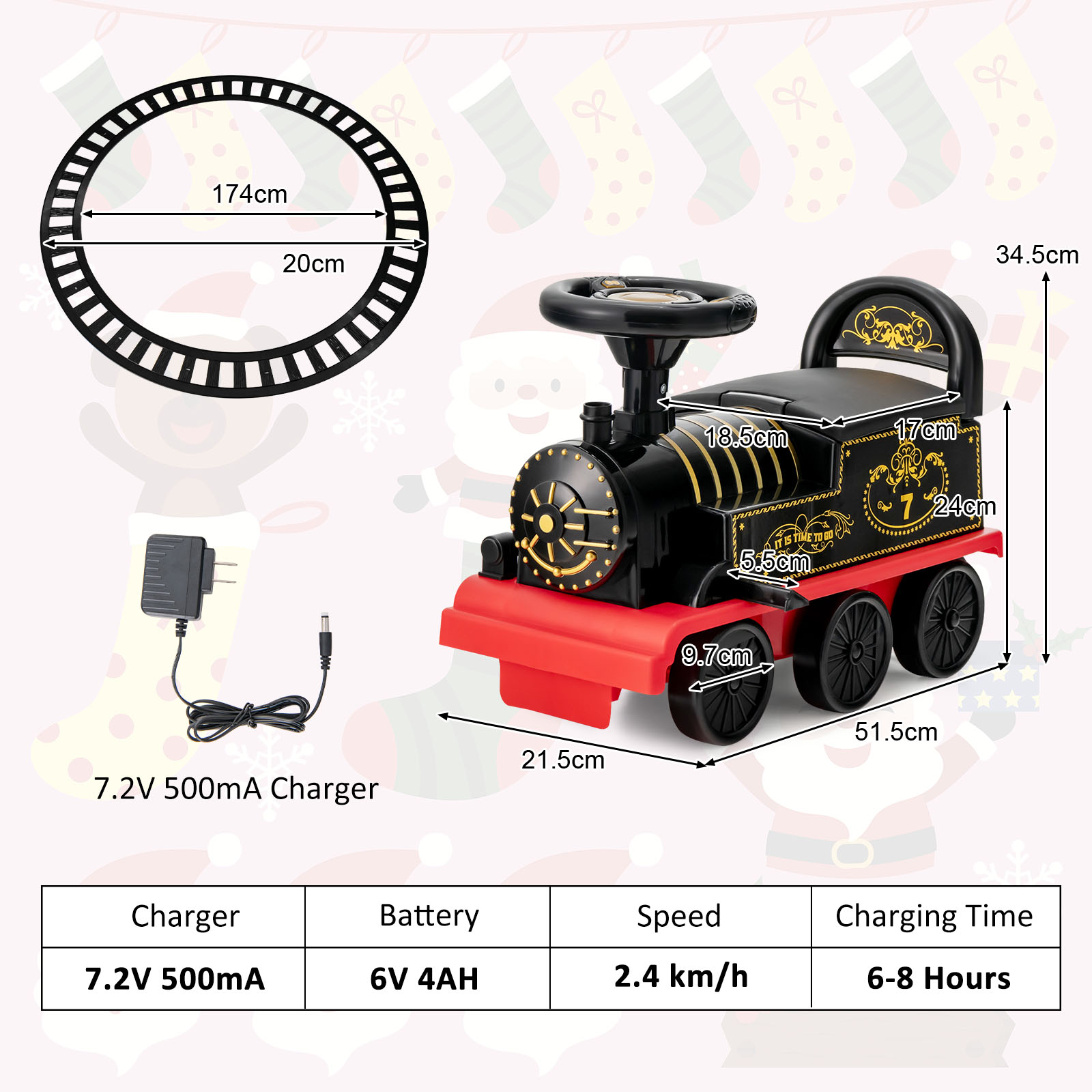 6V Electric Kids Ride On Train Motorized Train Toy Car w/ Track & 6 Wheels - Picture 12 of 42