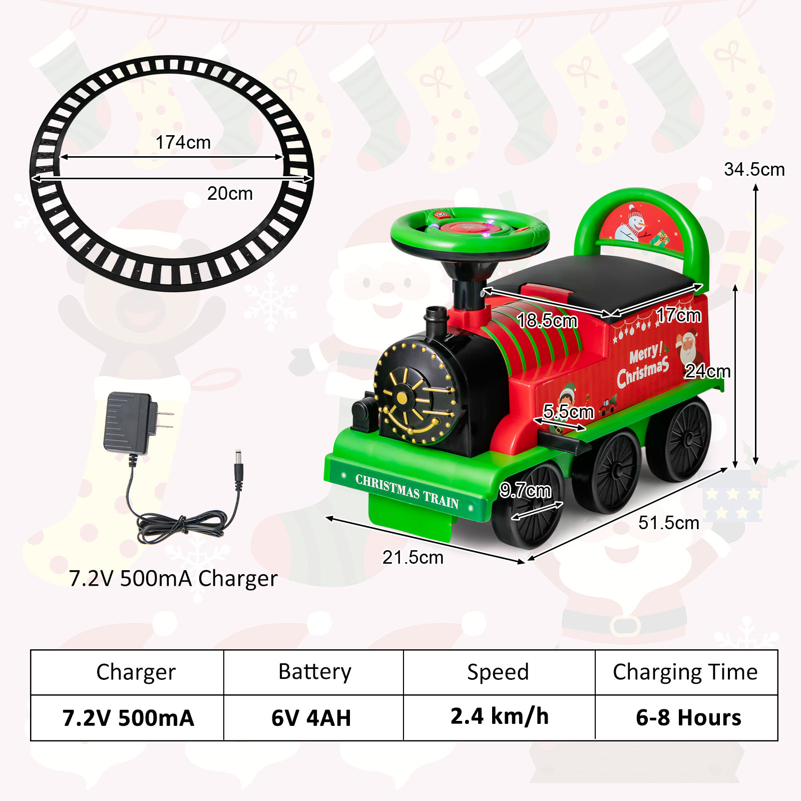 6V Electric Kids Ride On Train Motorized Train Toy Car w/ Track & 6 Wheels - Picture 32 of 42