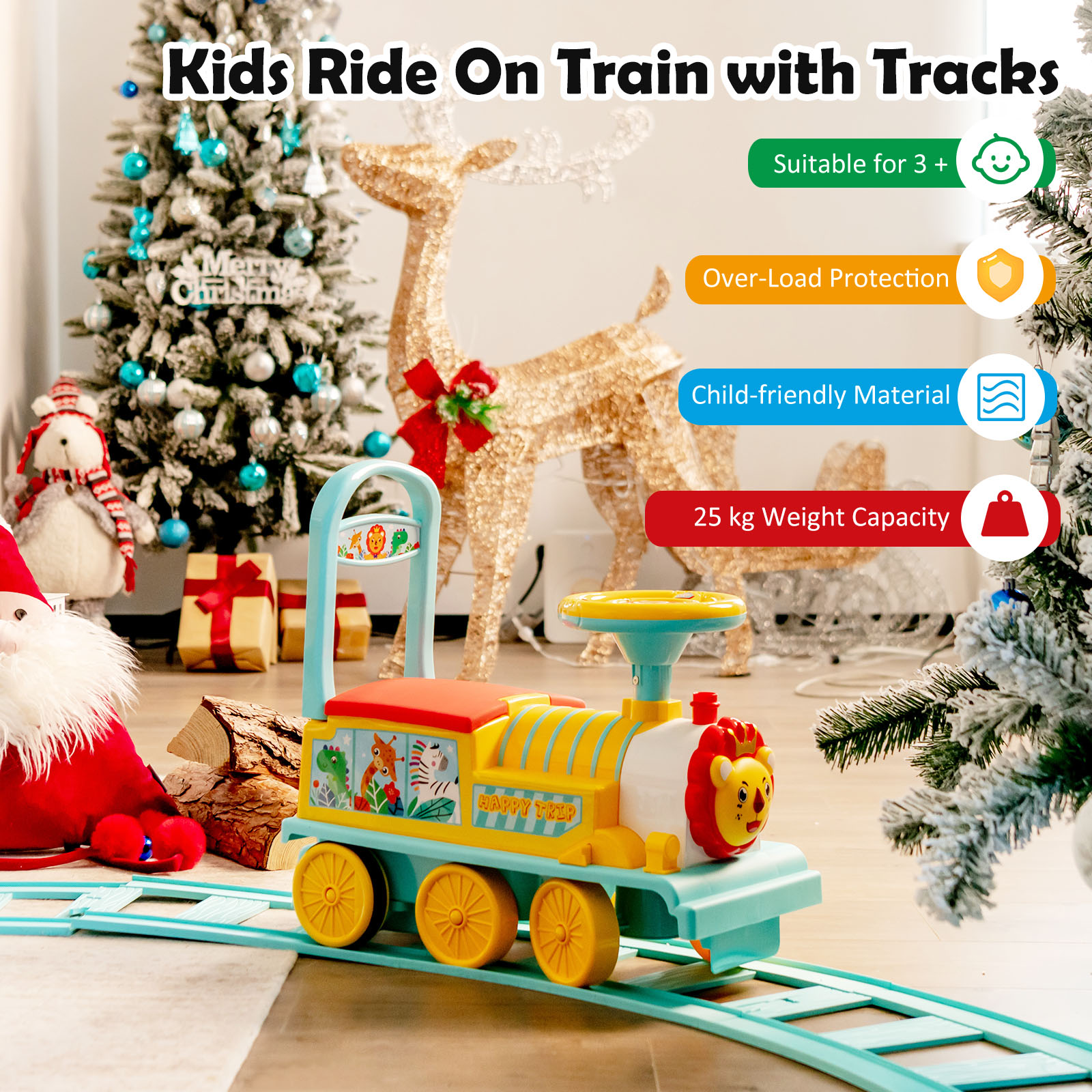 6V Electric Kids Ride On Train Motorized Train Toy Car w/ Track & 6 Wheels - Picture 17 of 42
