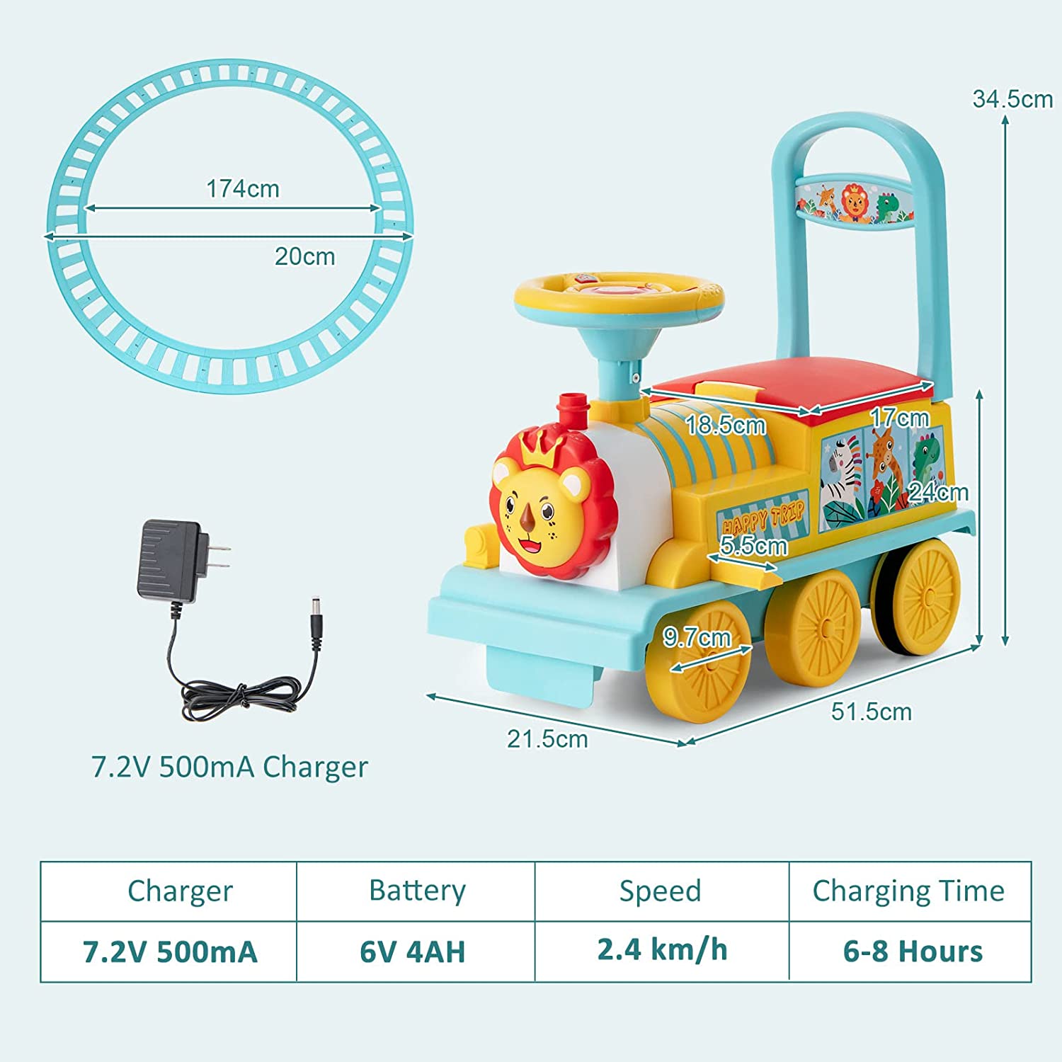6V Electric Kids Ride On Train Motorized Train Toy Car w/ Track & 6 Wheels - Picture 22 of 42