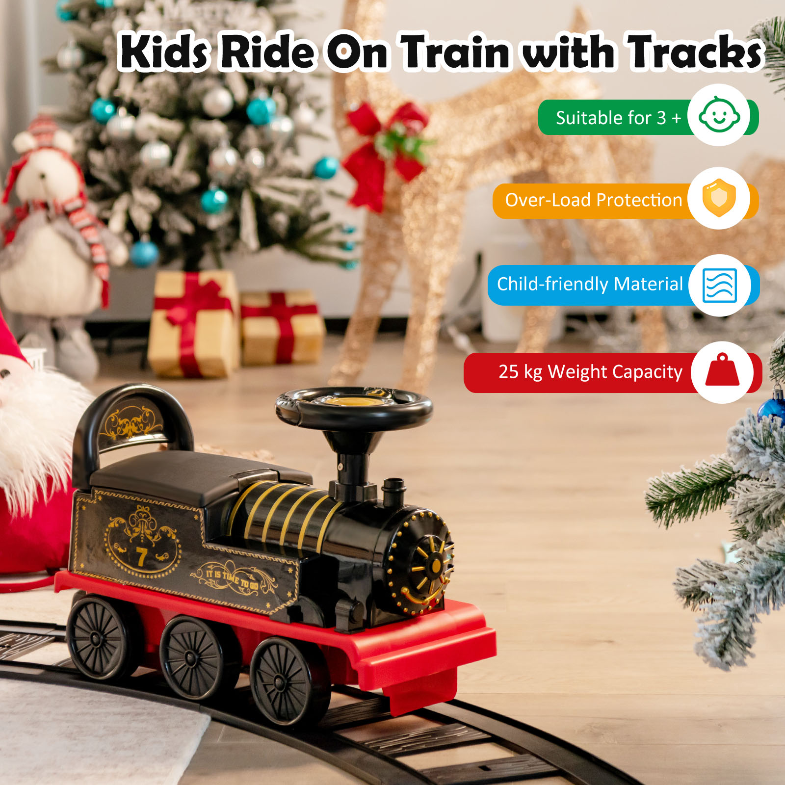 6V Electric Kids Ride On Train Motorized Train Toy Car w/ Track & 6 Wheels - Picture 7 of 42